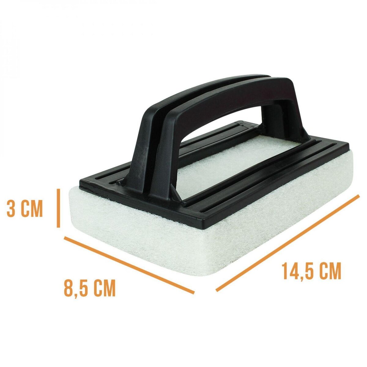 LINXOR Brosse, éponge ligne d'eau avec poignée pour piscine - 8.5 cm x 14.5 cm - Noir