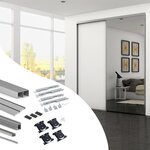 EMUCA SRL Kit de quincaillerie pour armoire à 2 portes coulissantes avec fermeture souple Placard 74 -  Modèle de poignée Sharp -  épaisseur 19mm -  panneaux non inclus -  Anodisé mat