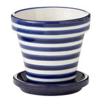 Paris Prix Pot Avec Soucoupe en Céramique  Granada Rayure  21cm Bleu Cobalt