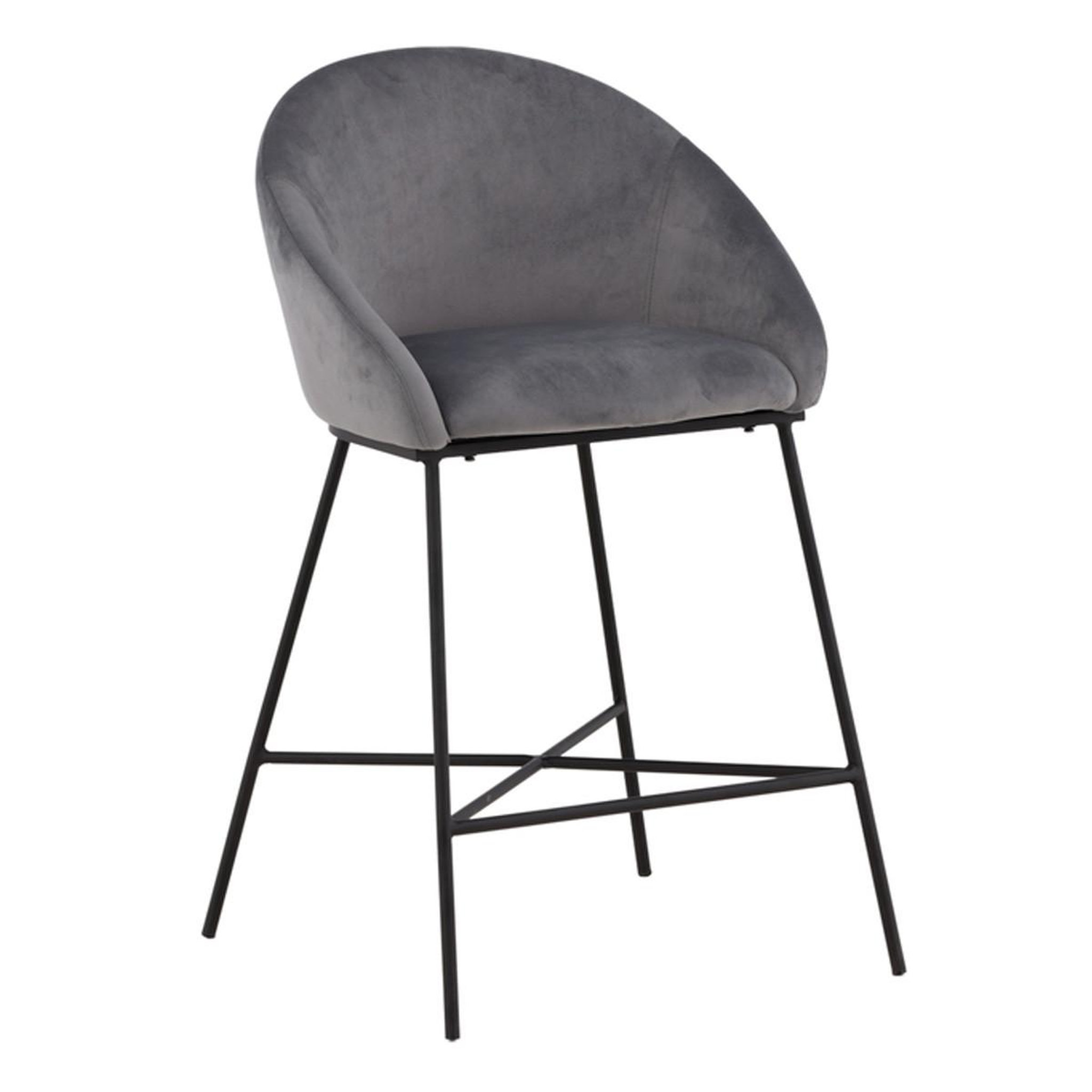 Paris Prix Chaise de bar en velours  alton  97cm gris foncé