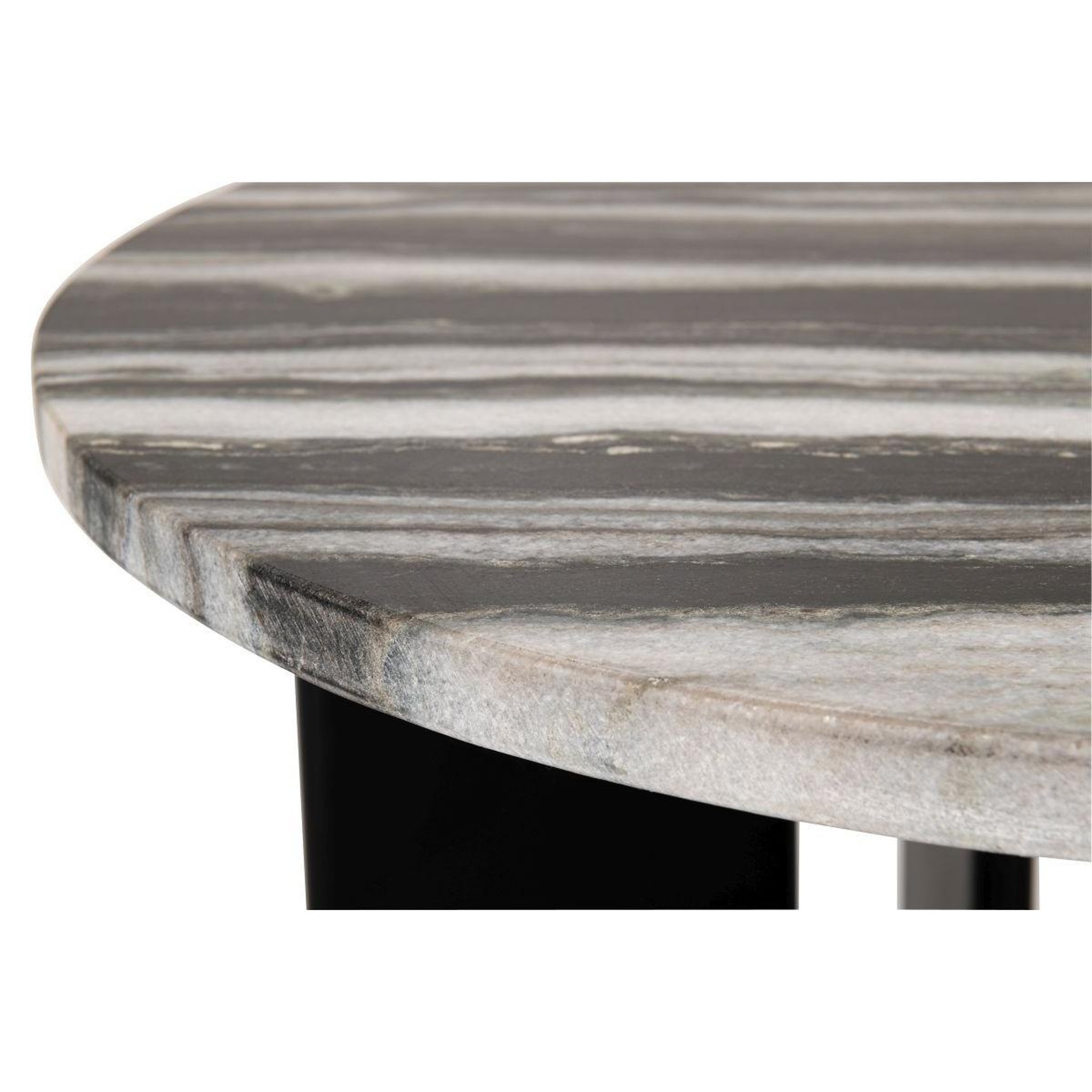 Voir la diapositive 4 : J-LINE Table d'appoint en marbre  mathilde  50cm noir & gris