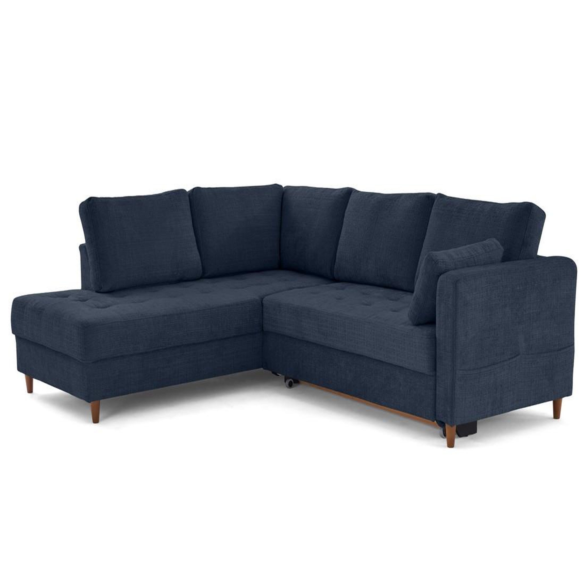 Voir la diapositive 3 : BEST MOBILIER Anna - canapé d'angle gauche 5 places convertible en velours texturé
