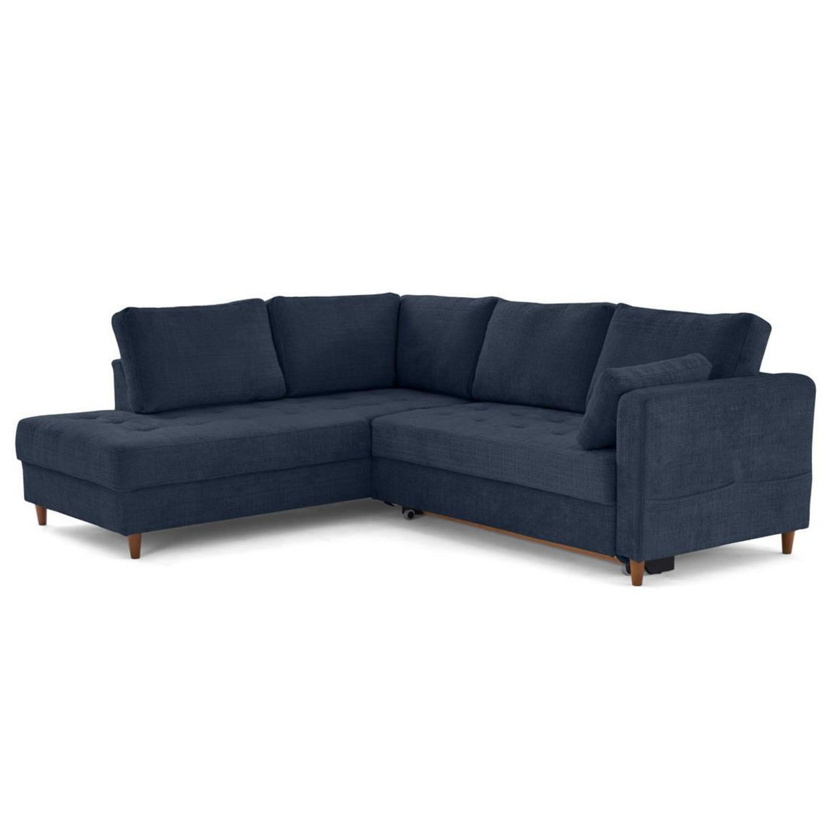 LISA DESIGN Anna - canapé d'angle gauche 5 places convertible en velours texturé