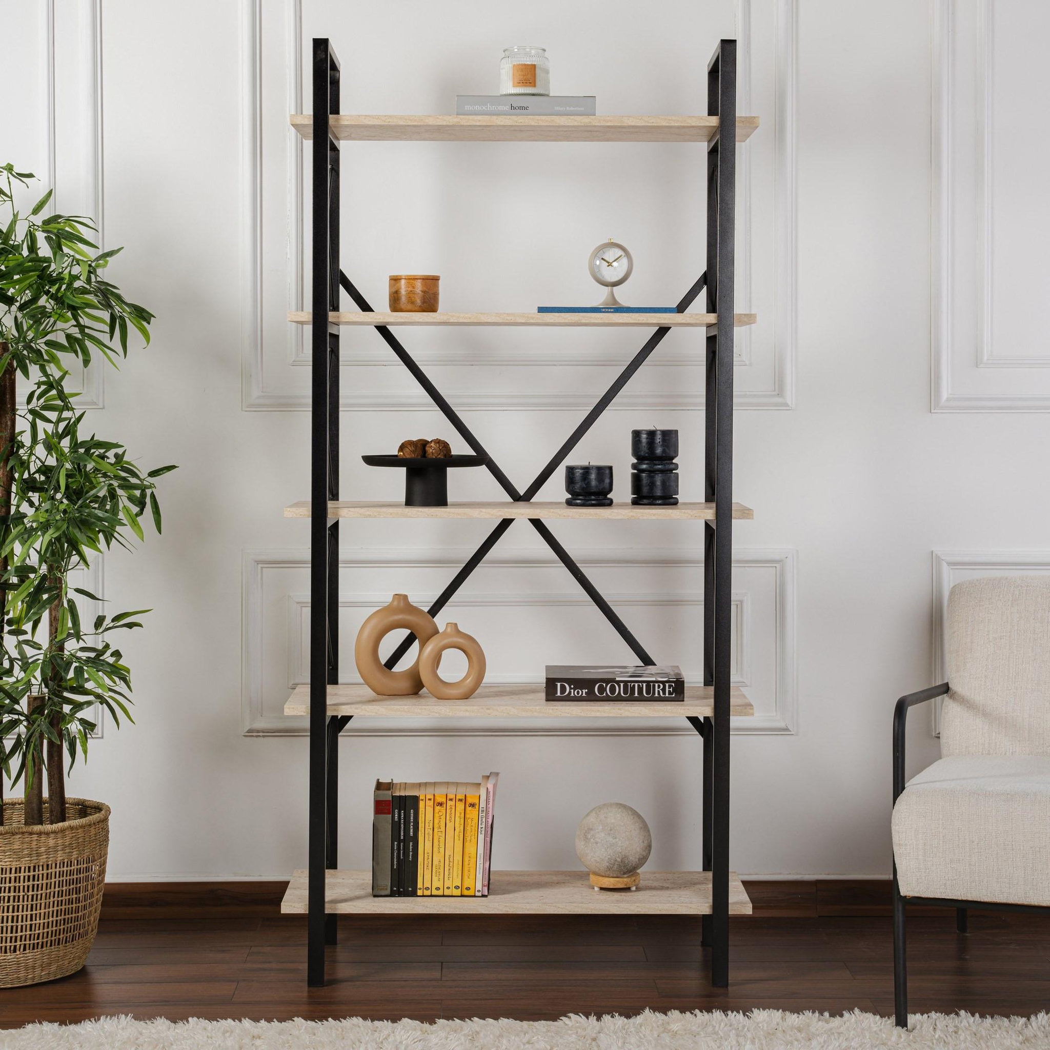 Voir la diapositive 3 : Habitat et Jardin Bibliothèque en bois  elysian  - 90 x 33 x 180 cm - travertinnoir