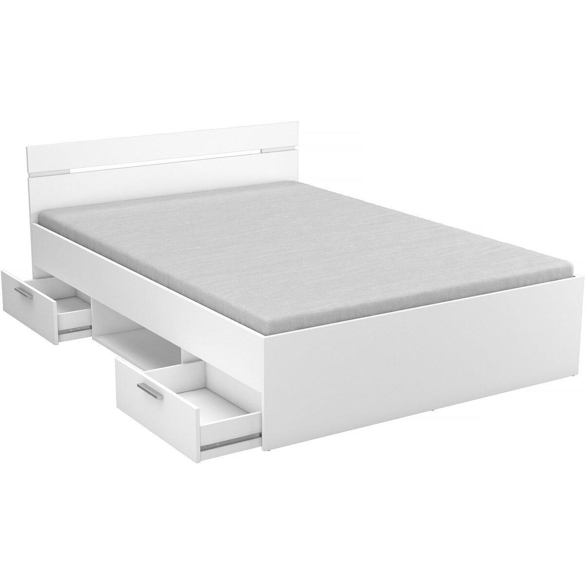 Habitat et Jardin Lit Double en bois  Michigan  - 140 x 200 cm - Blanc