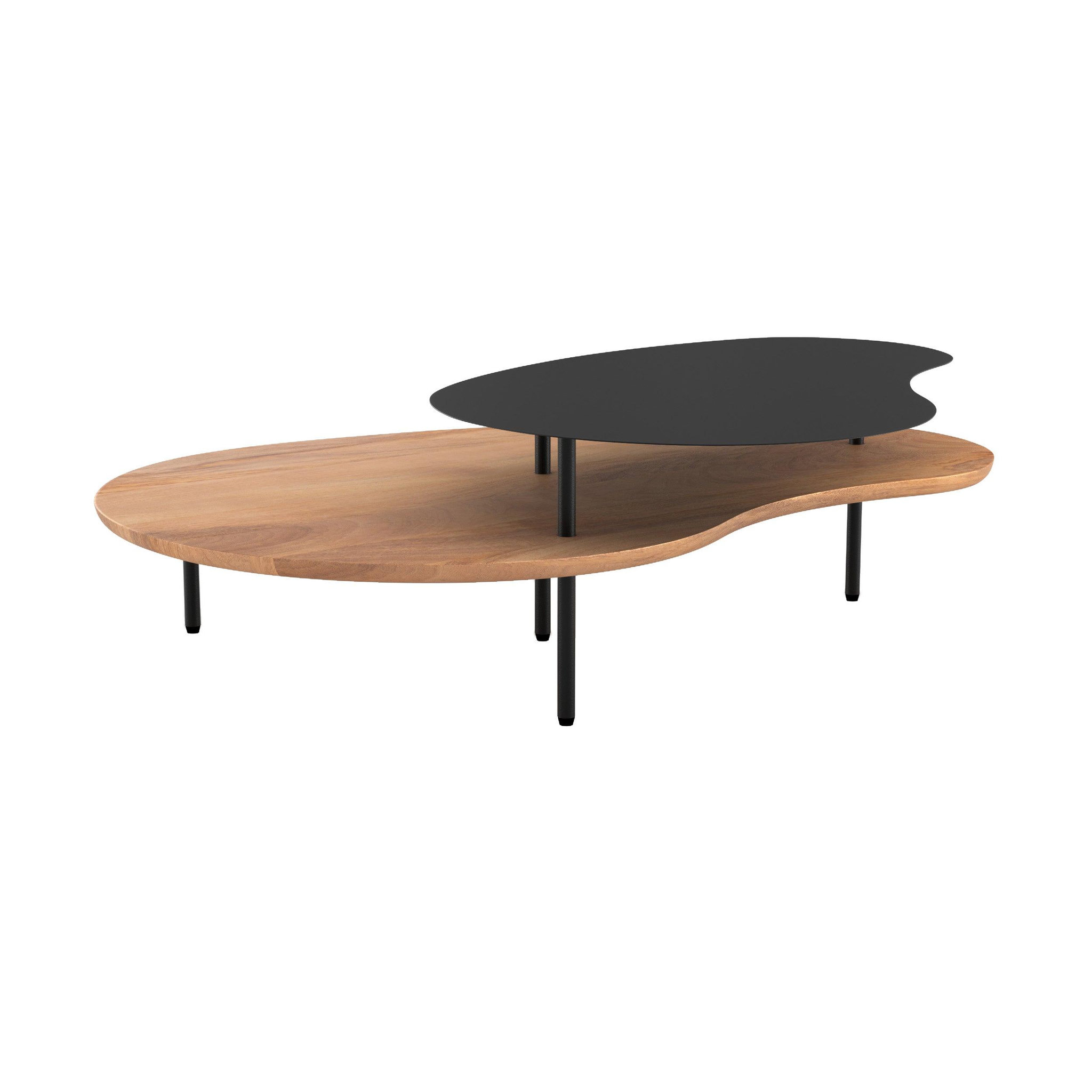 MAISON PAVANE Tables gigognes en bois et metal noir (lot de 2)-Moji