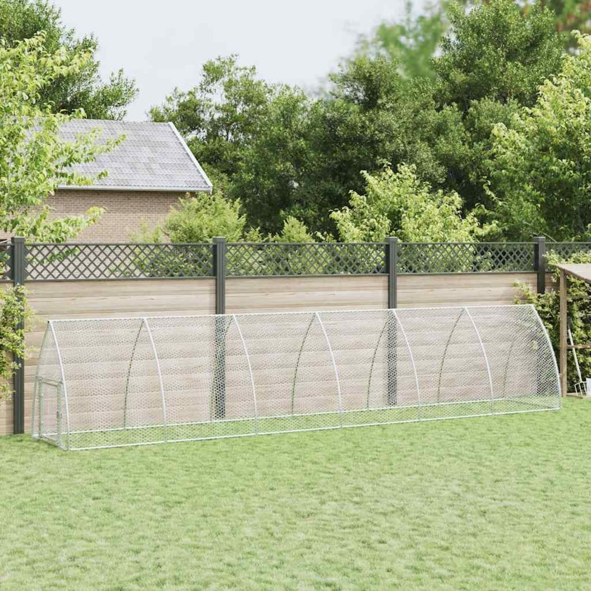 VIDAXL Cage pour poules argente 600x105x120 cm acier galvanise