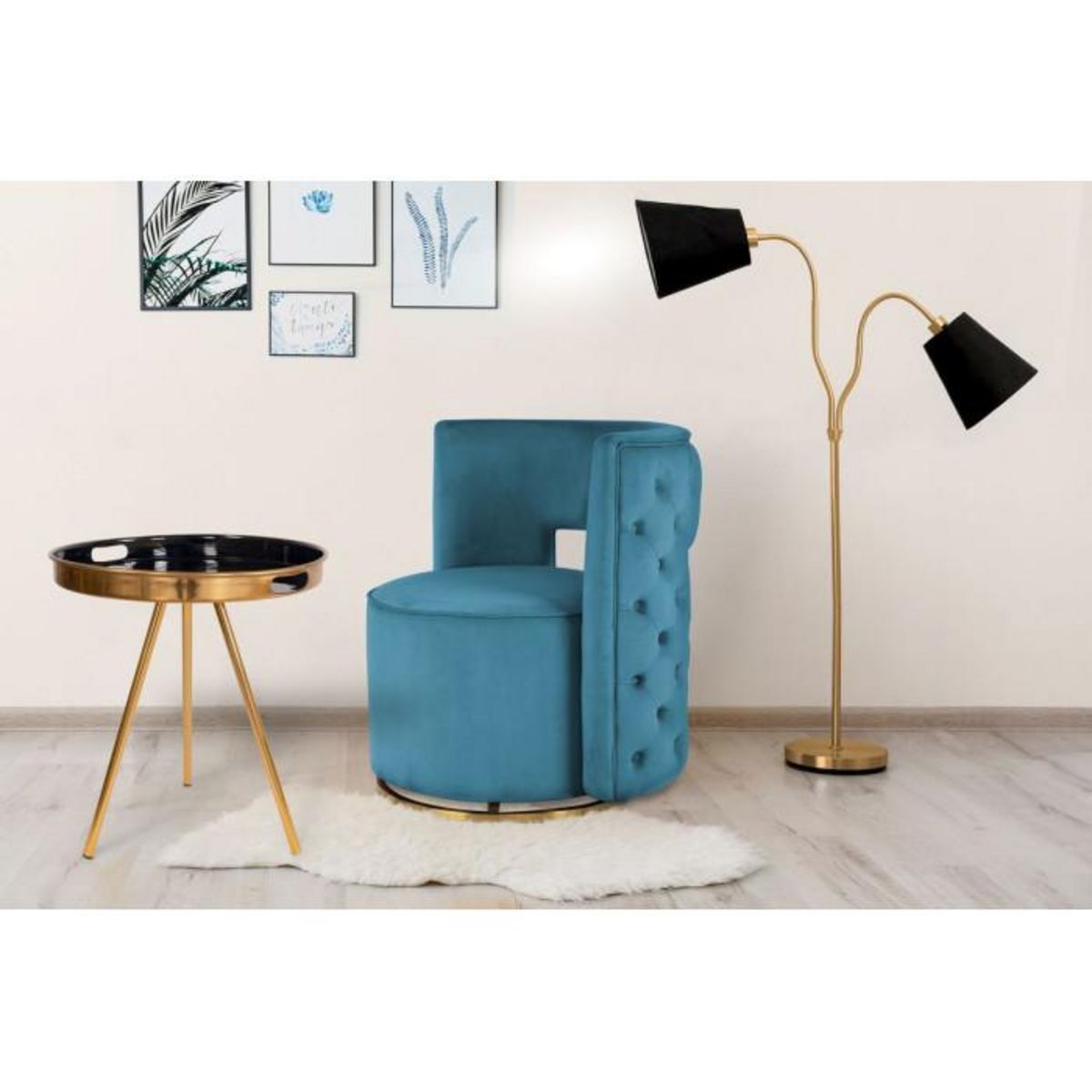 Paris Prix Table d'Appoint Design  Morrison  55cm Bleu Foncé
