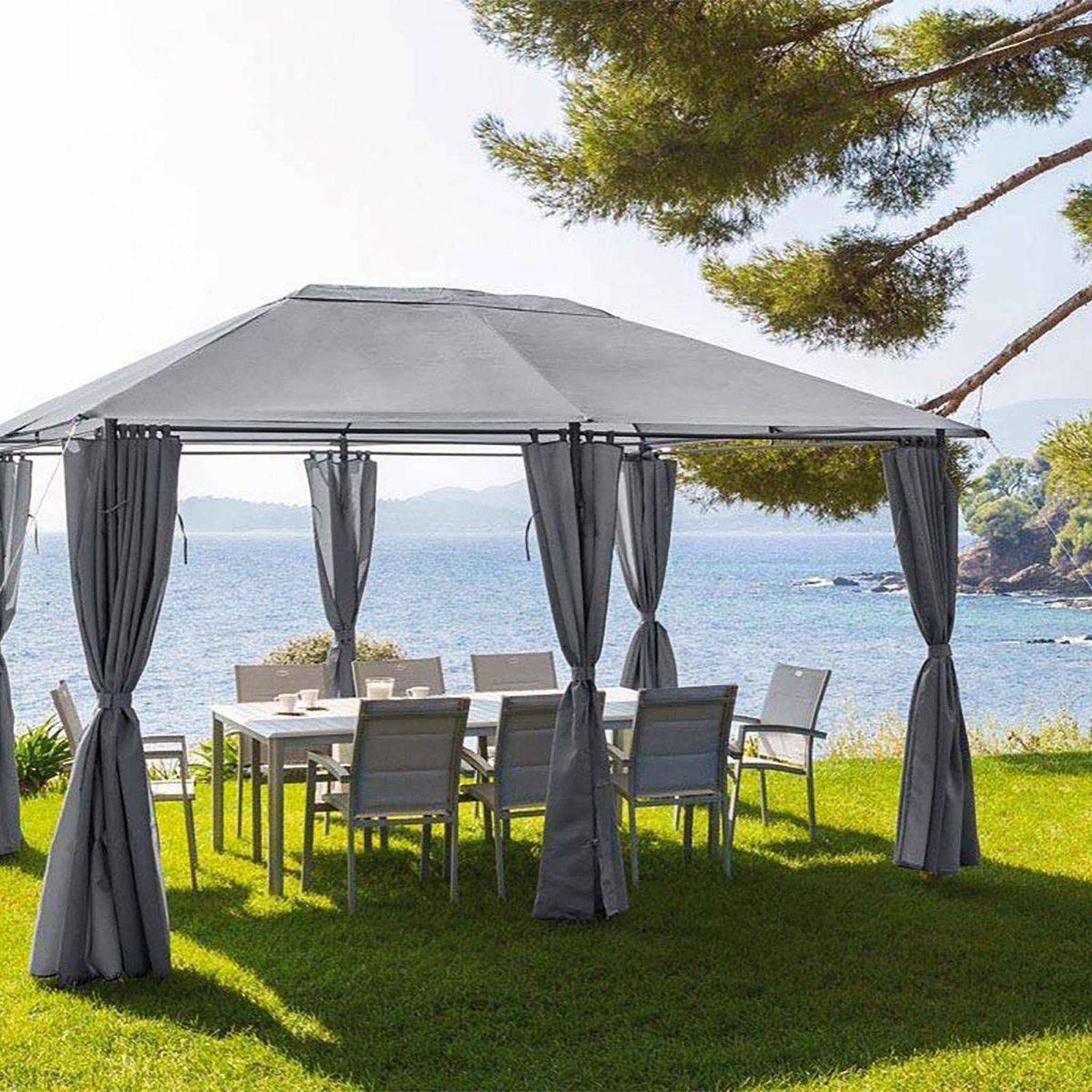 Voir la diapositive 2 : HESPERIDE Rideaux pour pergola belize - 3,6 x 6 m - gris ardoise