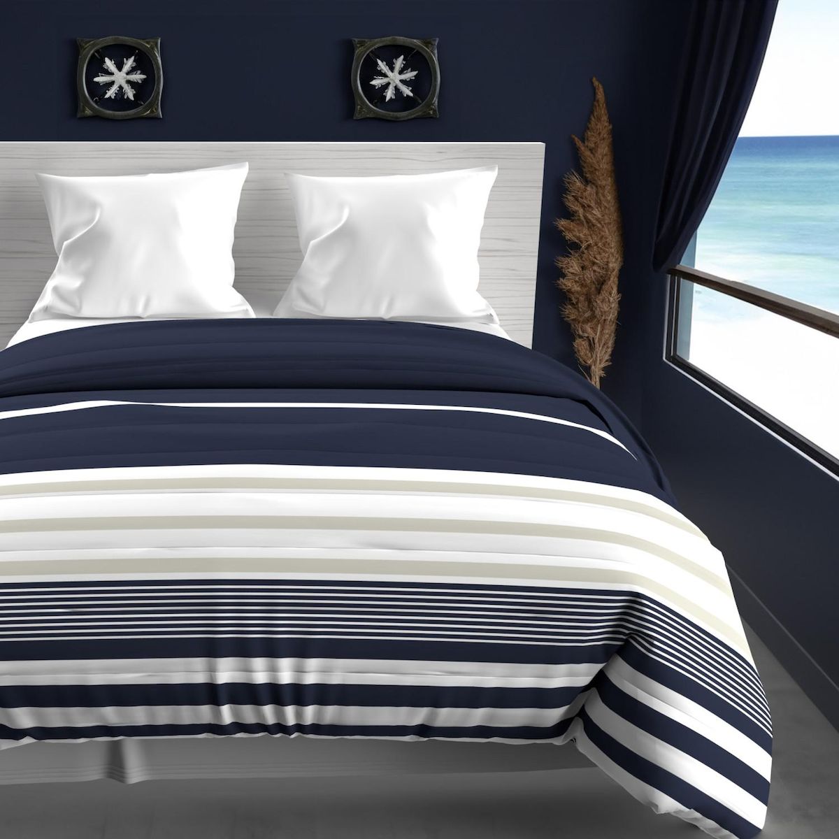 Intemporel Couette imprimée 240x220 cm MARIN, par Soleil d'ocre