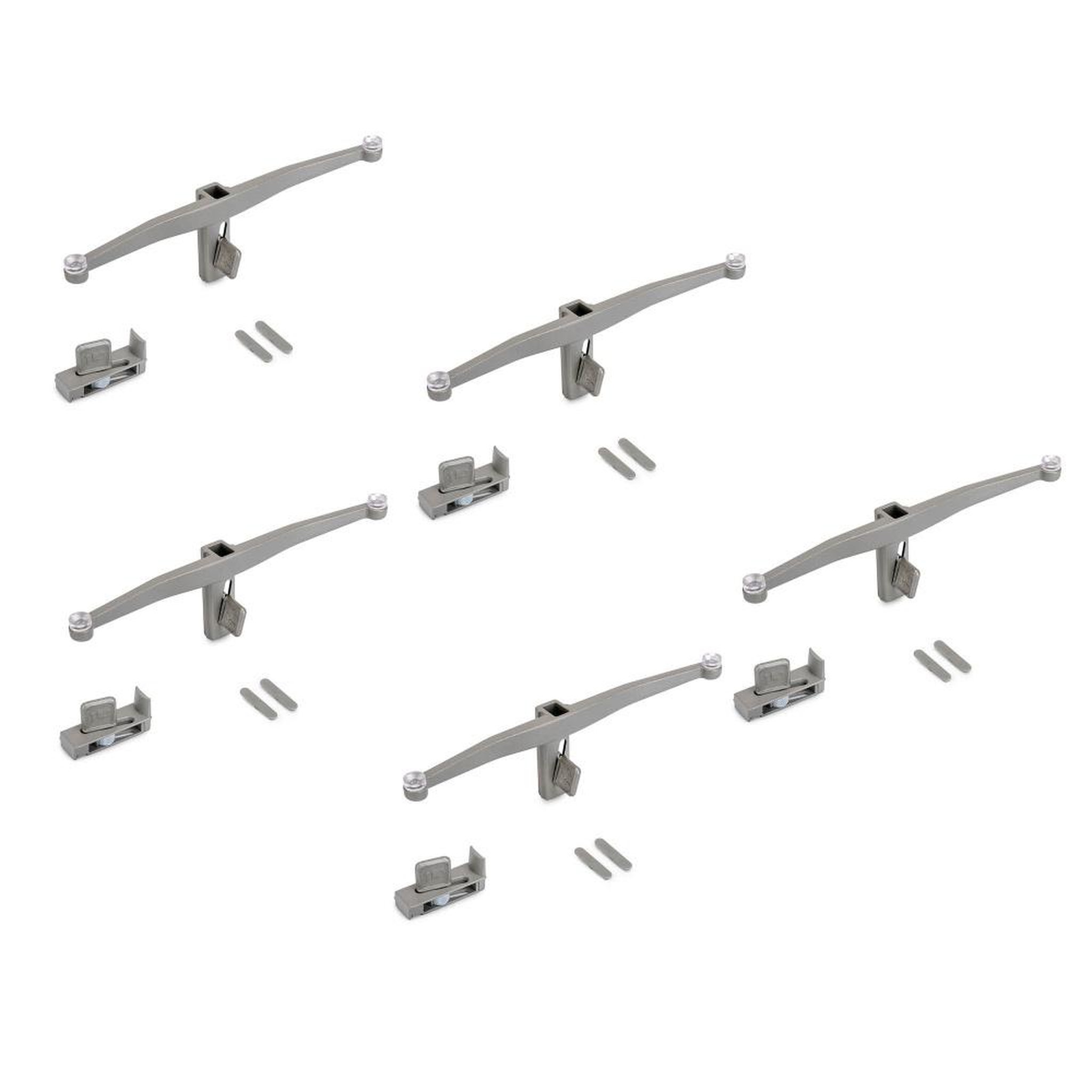 EMUCA SRL Lot de consoles pour 5 tablettes en verre pour la structure Zero -  verre non inclus -  Zamak -  Peint gris pierre