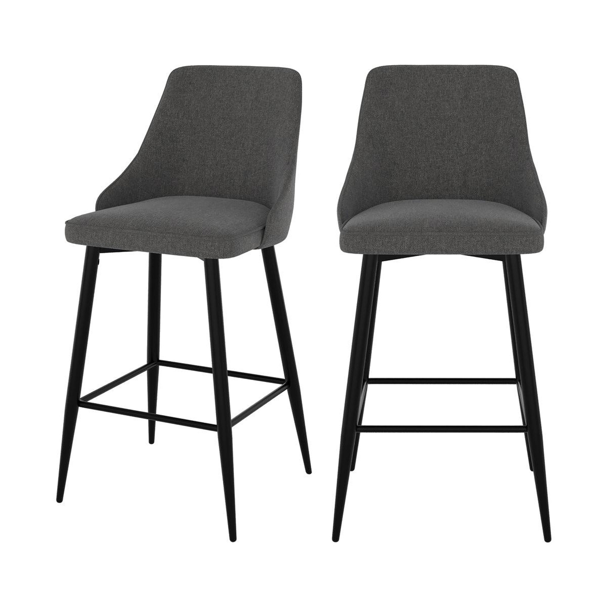 MAISON PAVANE Lot de 2 chaises pour îlot central 66,5 cm en tissu gris foncé-pipo
