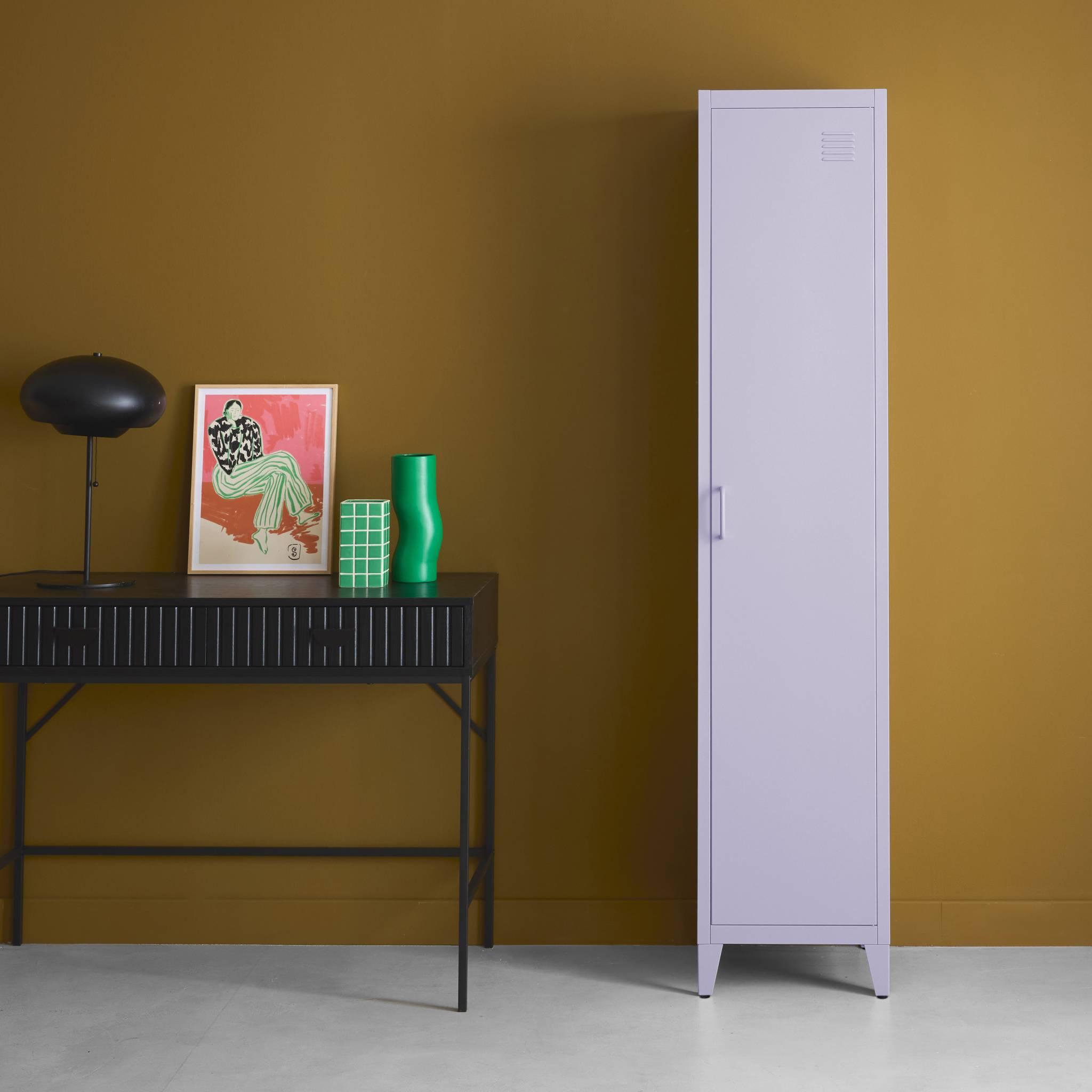 Voir la diapositive 2 : SWEEEK Armoire chambre industrielle métal, 4 espaces de rangement