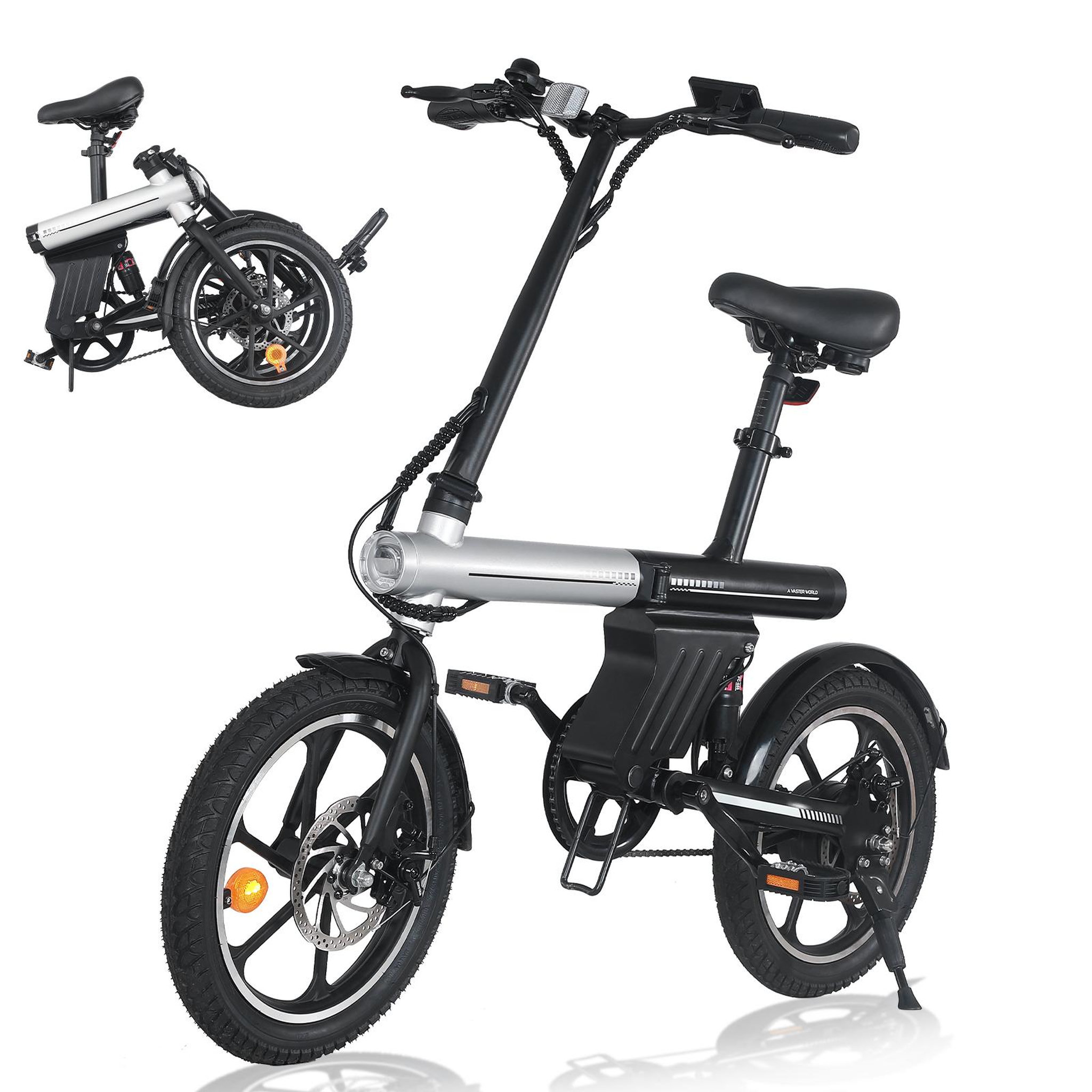 Voir la diapositive 2 : AVDL Vélo électrique pliable avdl a11, 16 pouces, batterie longue autonomie 460 wh, gris