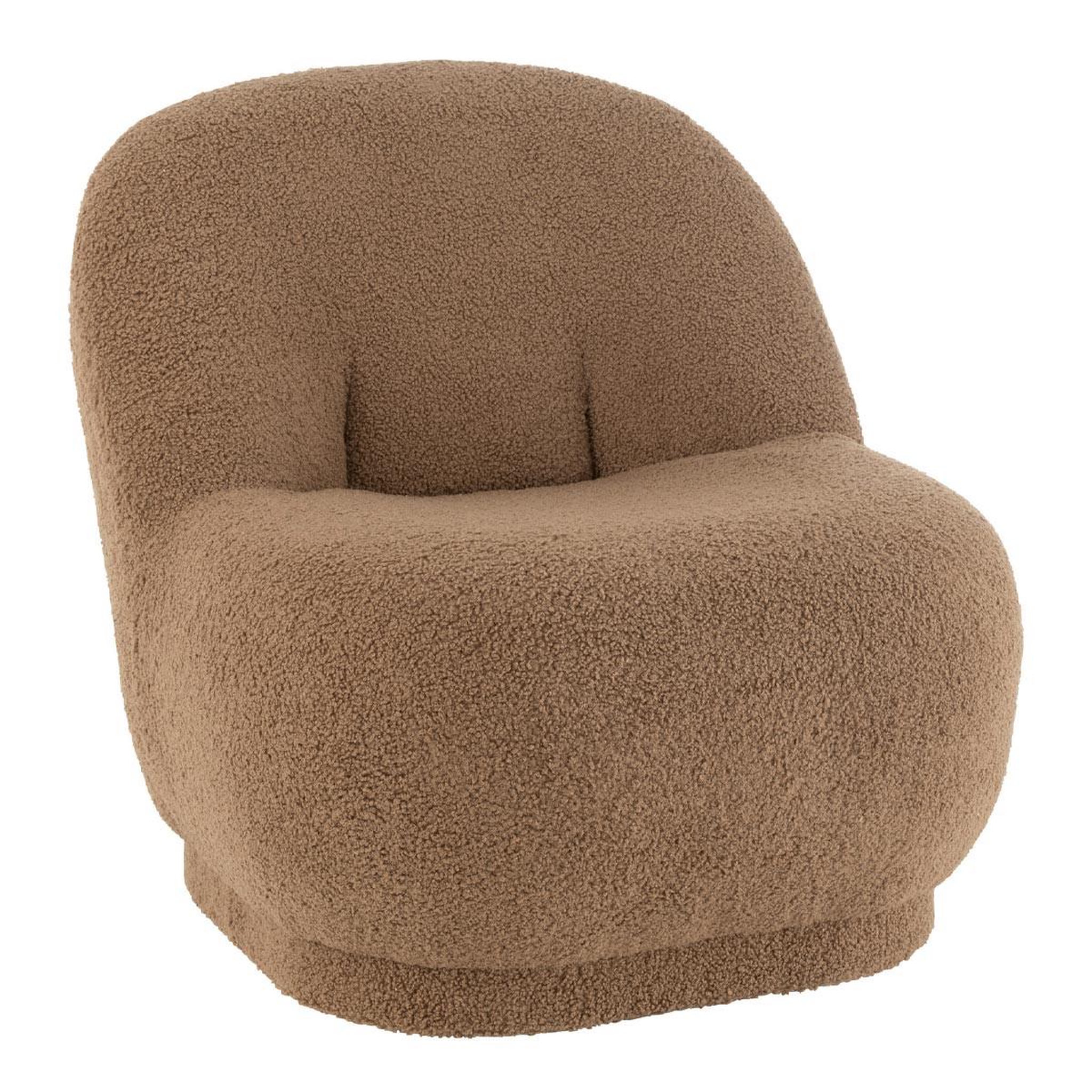 J-LINE Fauteuil Design Bouclette  Teddy  88cm Marron