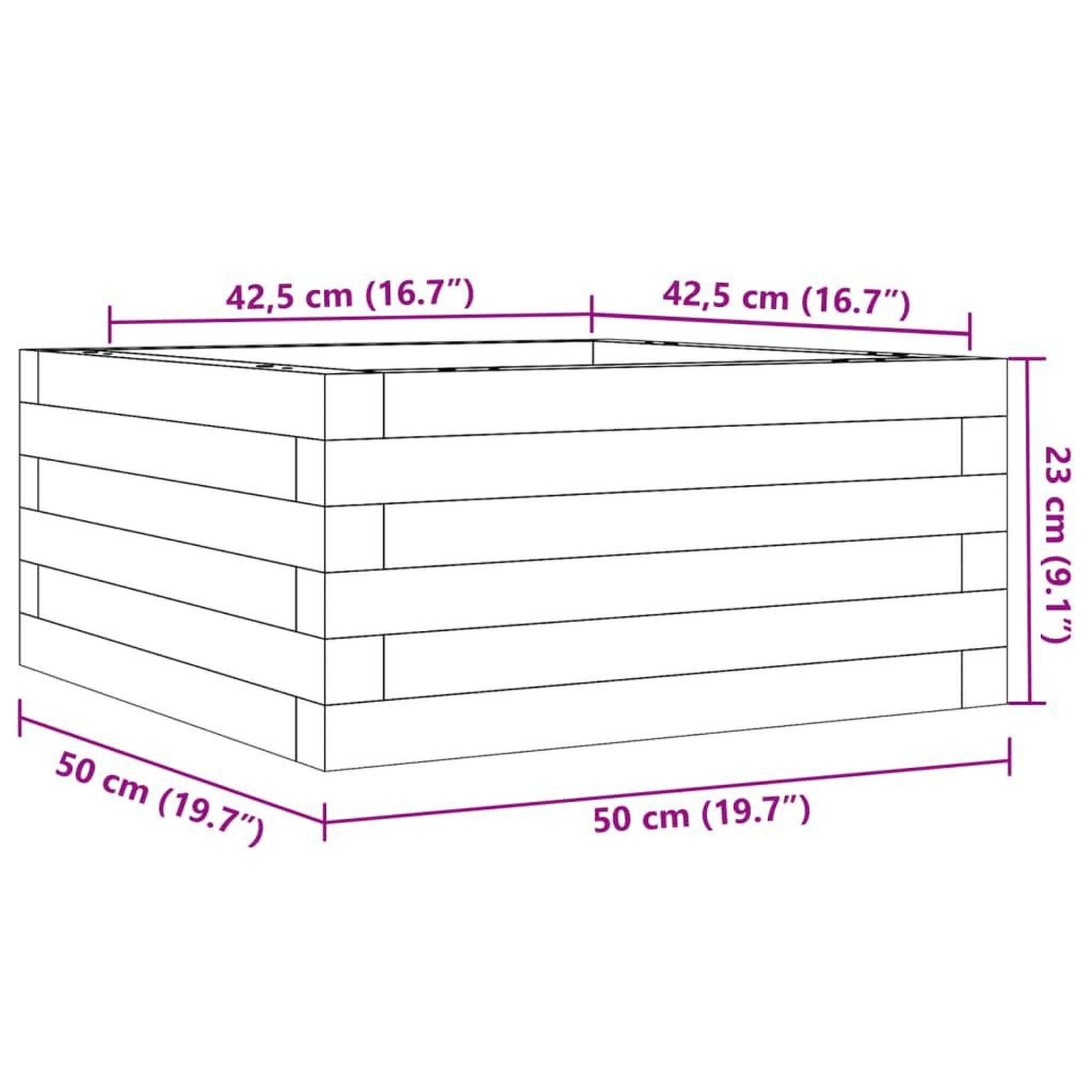 Voir la diapositive 6 : VIDAXL Jardiniere cire marron 50x50x23 cm bois de pin massif