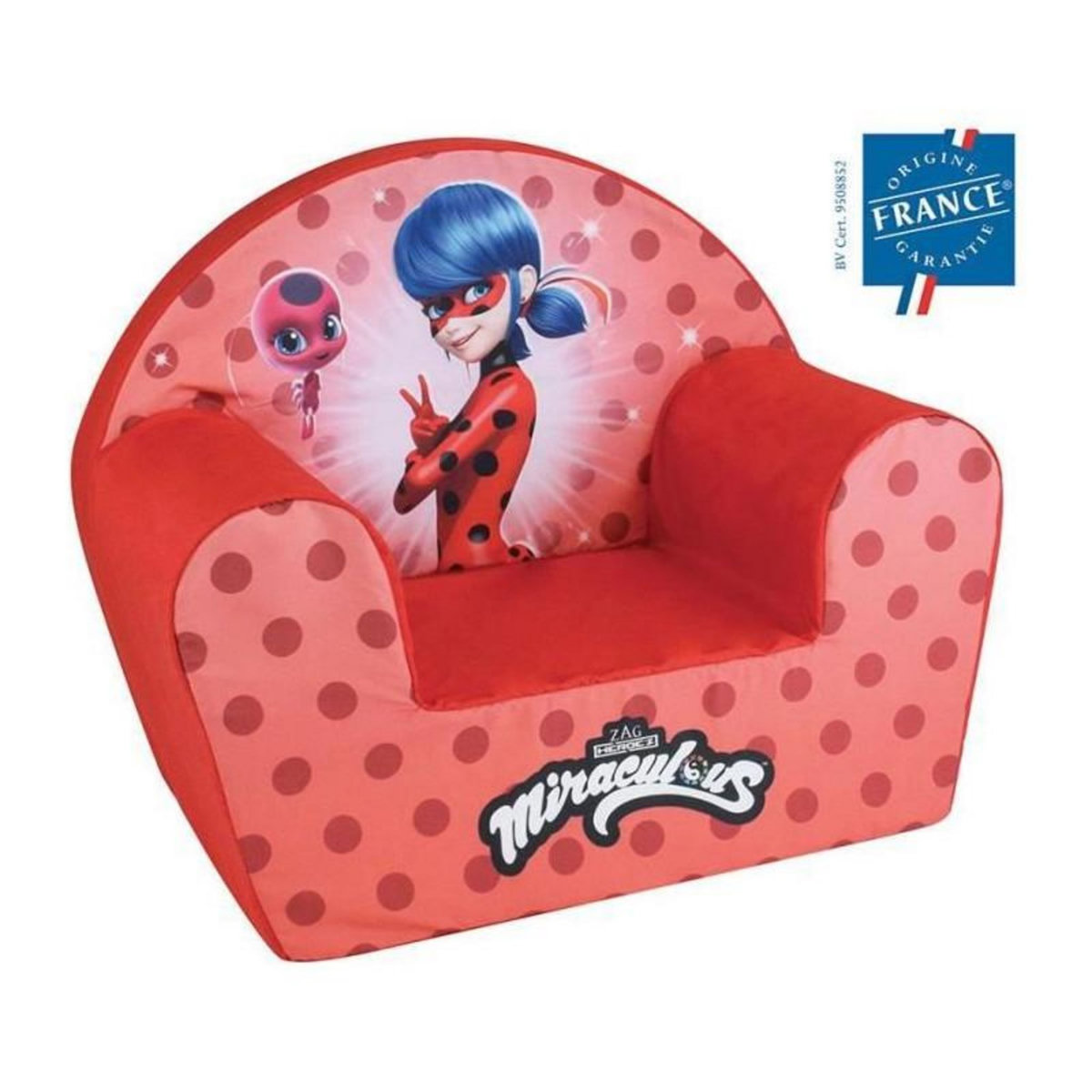 Fun House FUN HOUSE Miraculous Fauteuil club Lady Bug - l.52 x P.33 x H.42 cm - Pour enfant origine France garantie