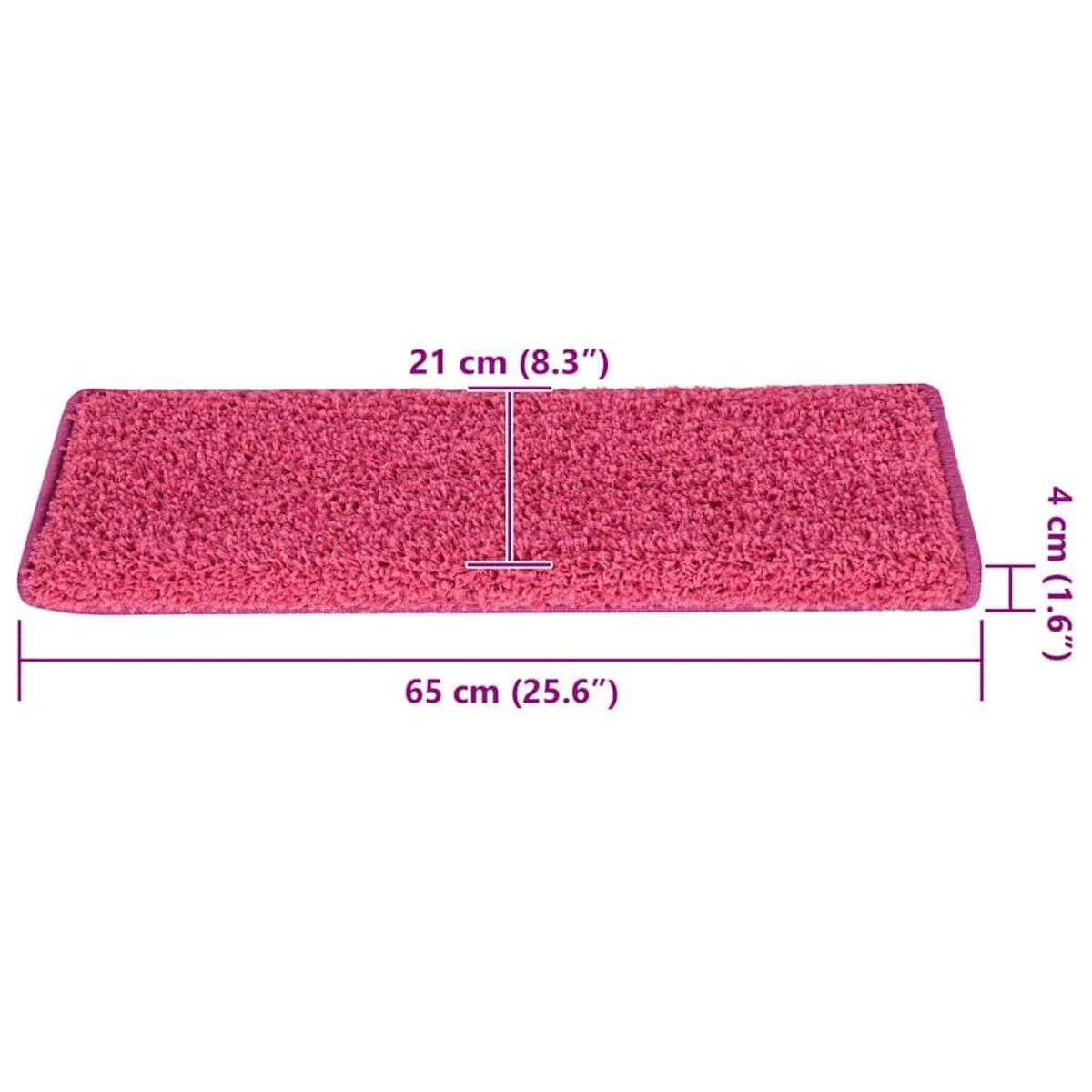 VIDAXL Tapis d'escalier 30 pcs 65x21x4 cm rose