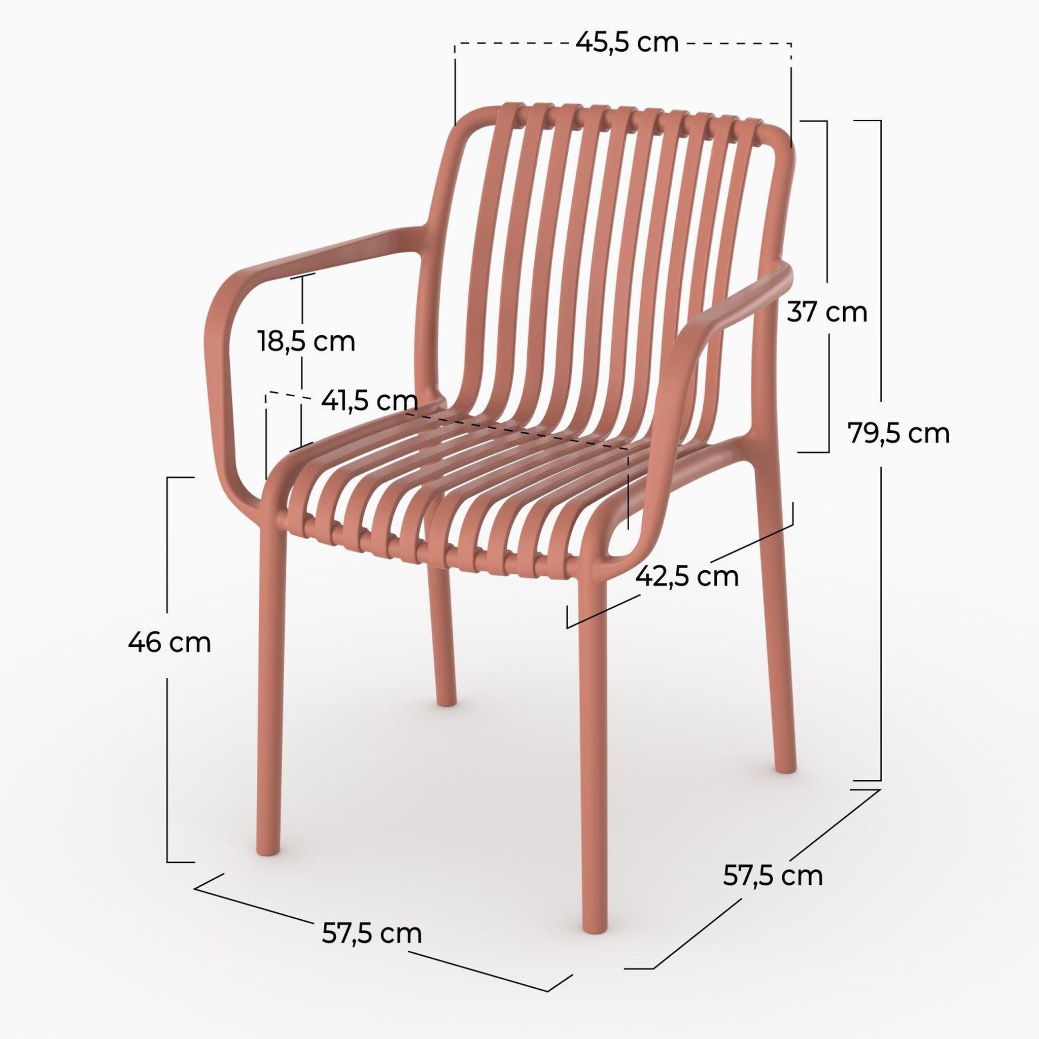 Voir la diapositive 4 : MAISON PAVANE Lot de 2 chaises de jardin empilables en plastique vieux rose-ivy