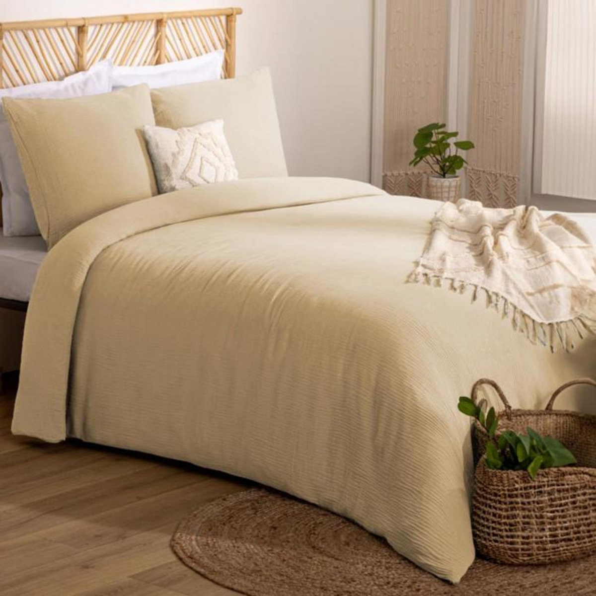 ATMOSPHERA Parure de Lit 3 Pièces  Flora  240x220cm Beige Lin