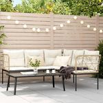 VIDAXL Ensemble de canapes de jardin et coussins noir acier textilene