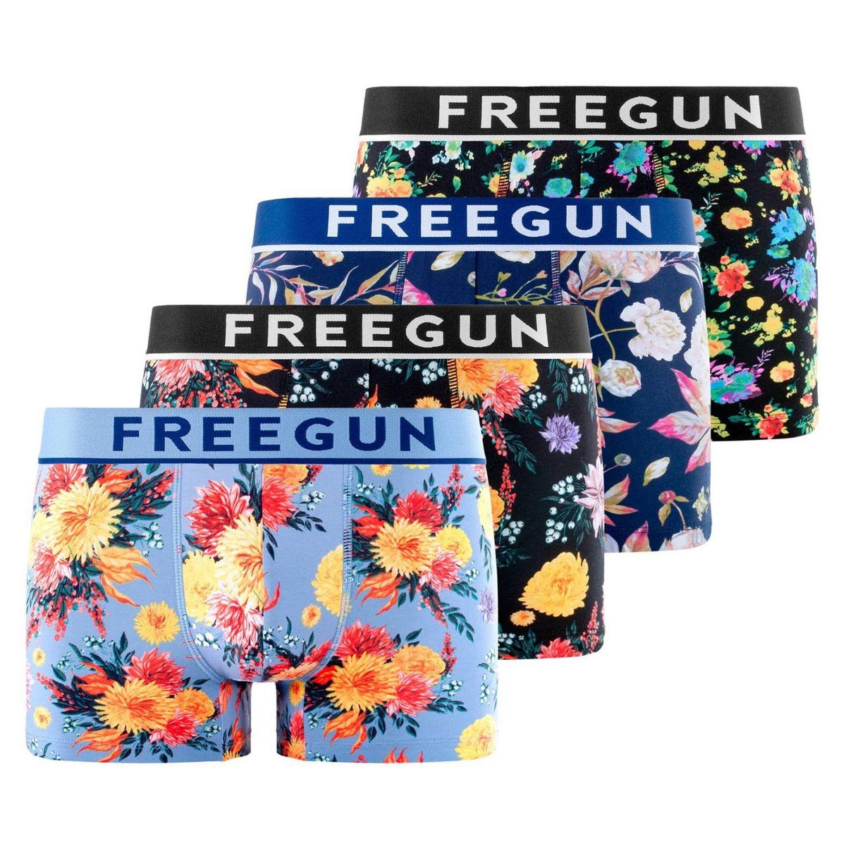 FREEGUN Lot de 4 boxers homme en coton Signature Sergio