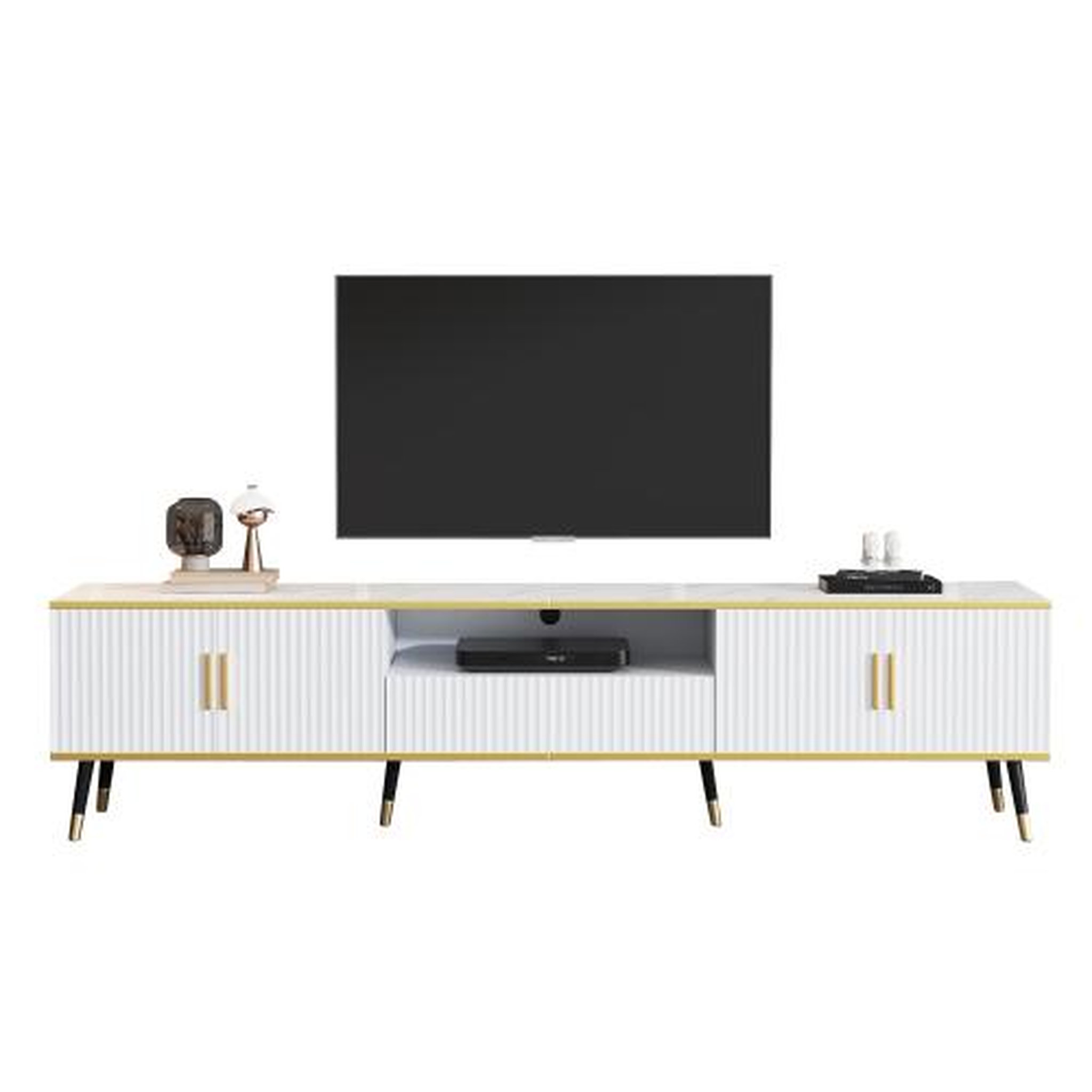 MERAX Meuble tv blanc 200 cm panneau de particules
