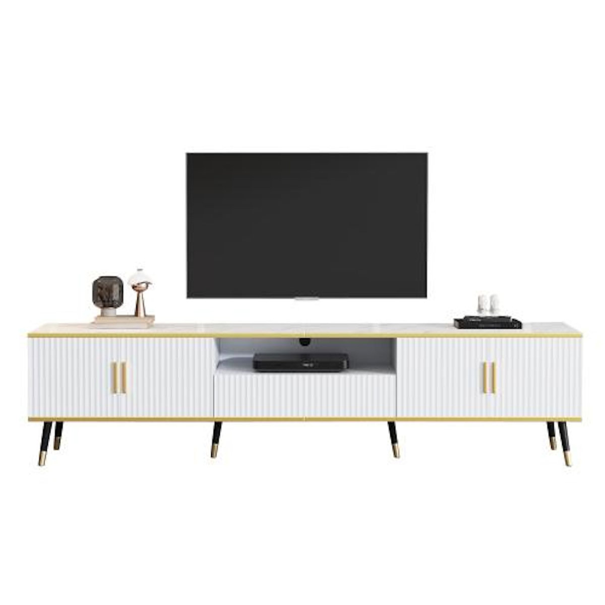 MERAX Meuble tv blanc 200 cm panneau de particules