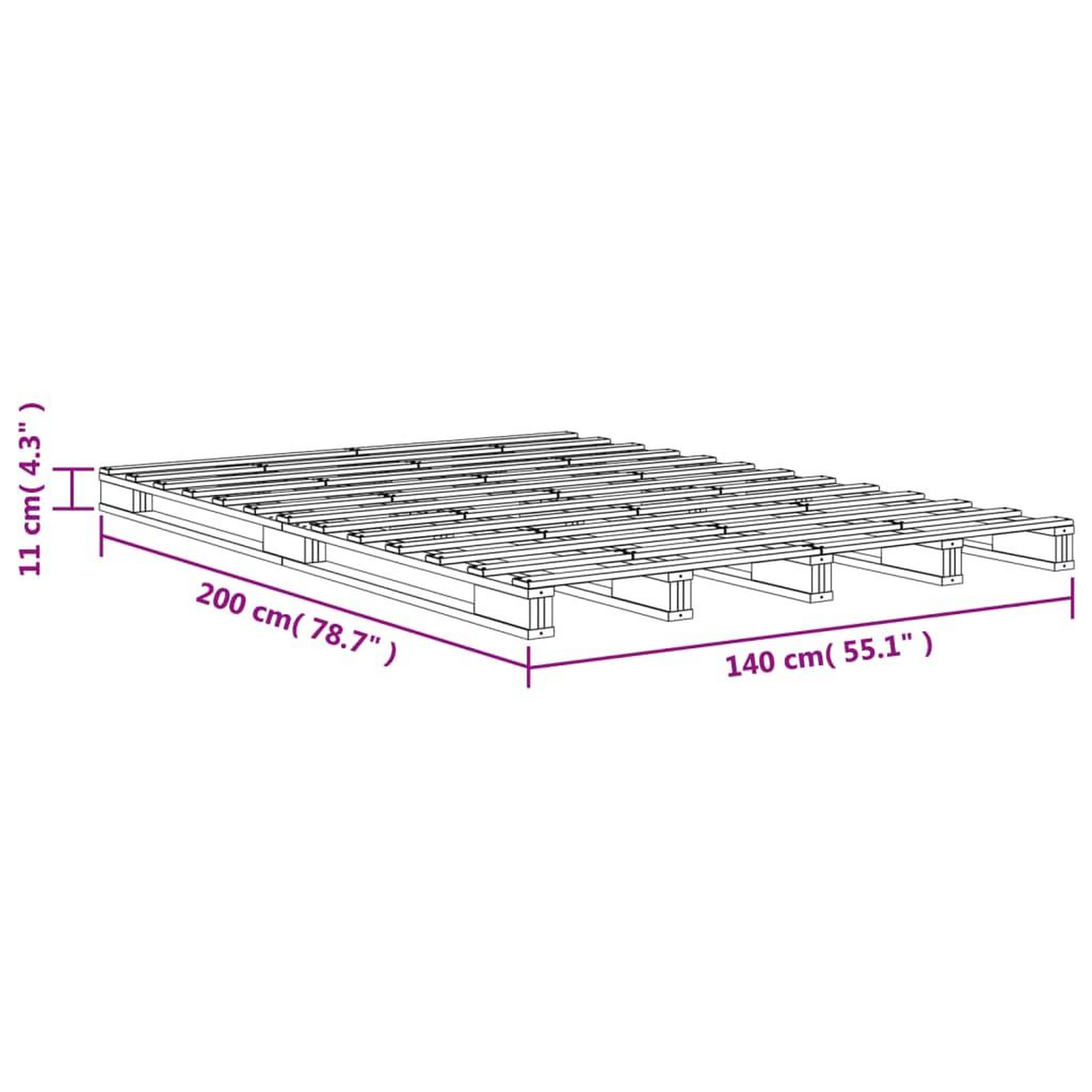 Voir la diapositive 6 : VIDAXL Lit de palette sans matelas cire marron 140x200 cm pin massif
