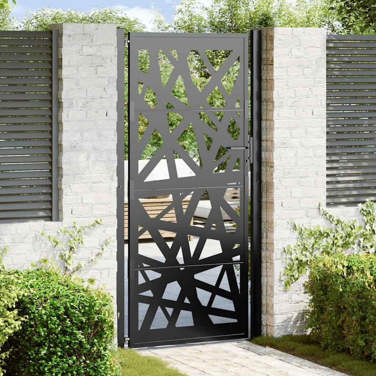 VIDAXL Portail de jardin noir 105x205 cm acier conception de lumiere