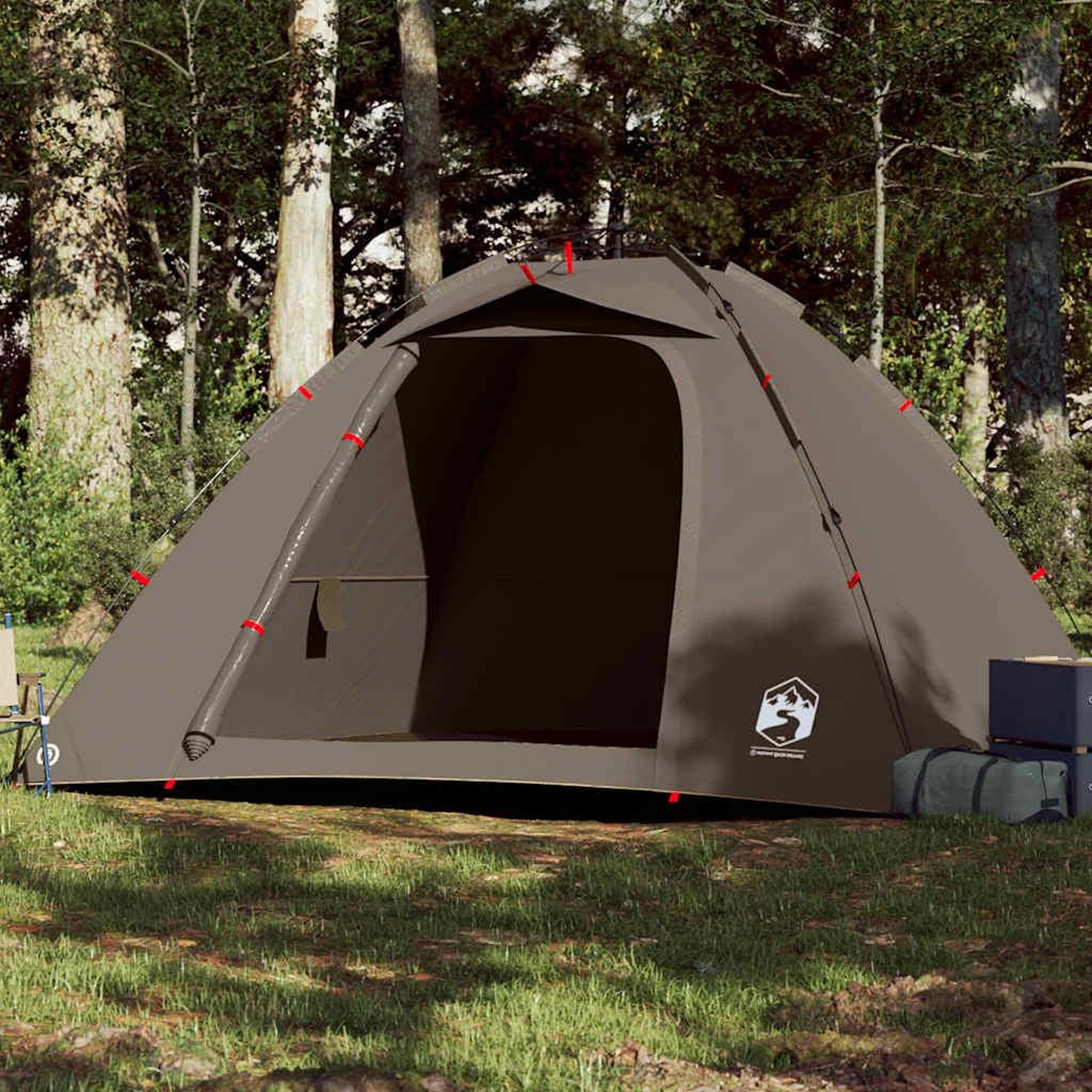 VIDAXL Tente de peche 4 personnes marron liberation rapide