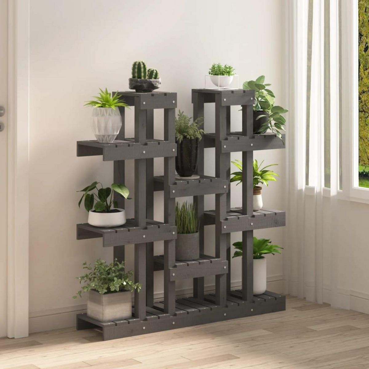 VIDAXL Support a plantes Gris 104,5x25x109,5 cm Bois massif de pin