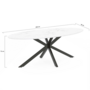 Voir la diapositive 4 : ID MARKET Table à manger ovale ALIX 10 personnes pied araignée noir et plateau effet marbre blanc ALASKA 200 cm