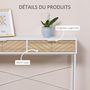 Voir la diapositive 6 : HOMCOM Table console industriel 2 tiroirs aspect bois de chêne sculpté motif à chevrons piètement métal blanc