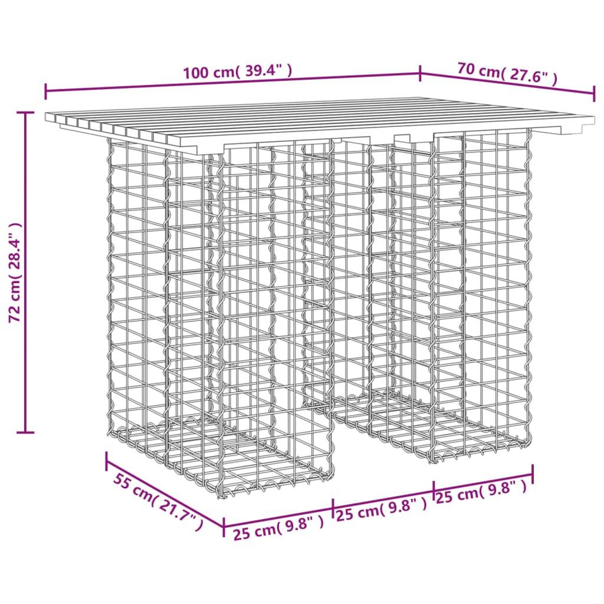 Voir la diapositive 6 : VIDAXL Banc de jardin design gabion 100x70x72cm bois massif de douglas