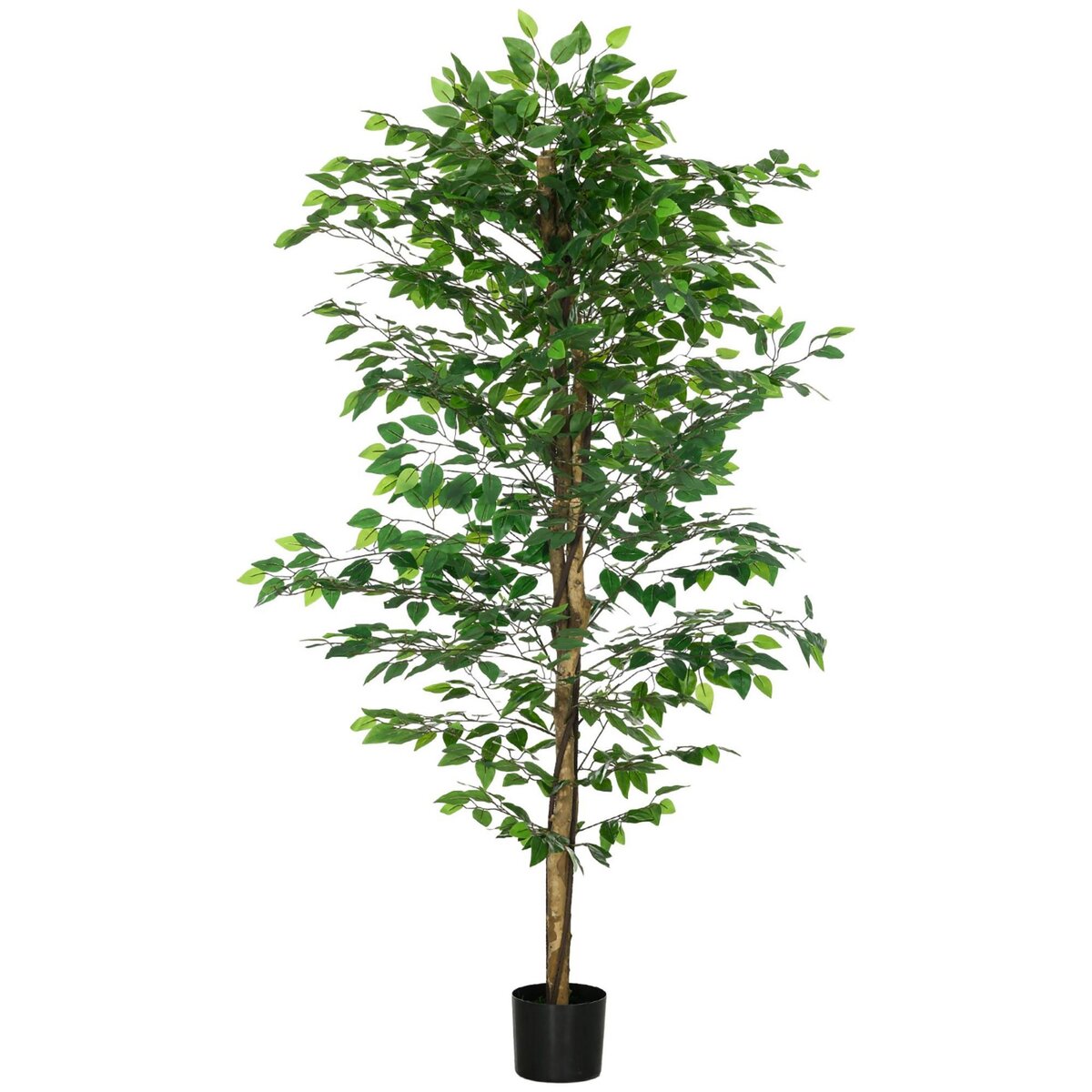 HOMCOM Arbre artificiel plante artificiel ficus hauteur 1,8 m tronc branches liane lichen feuilles grand réalisme pot inclus