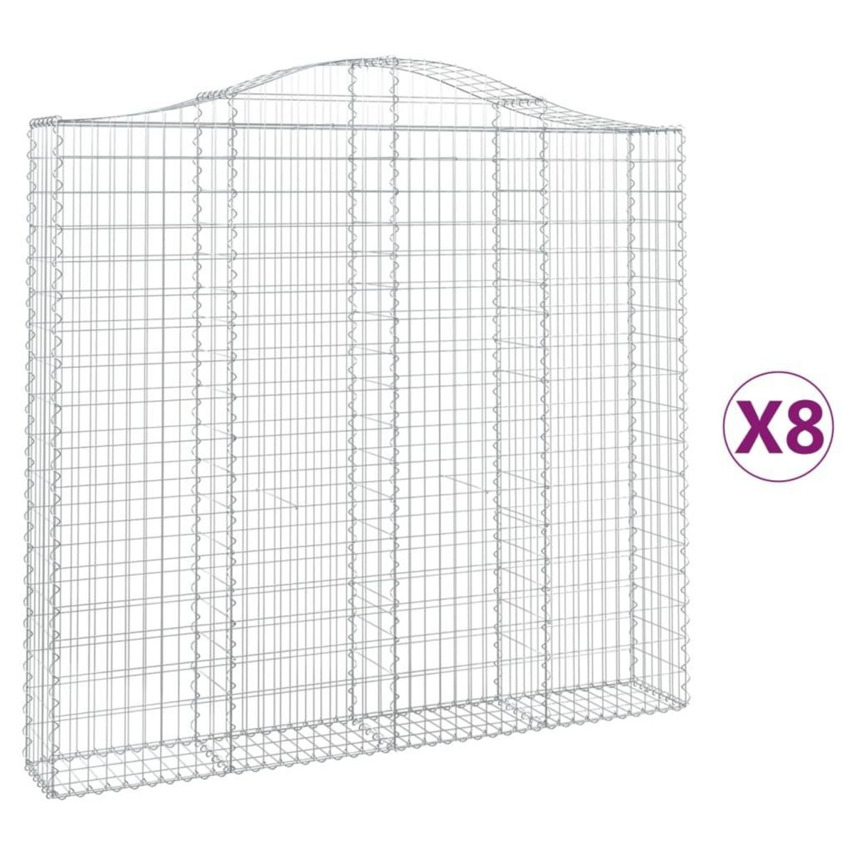 VIDAXL Paniers a gabions arques 8 pcs 200x30x180/200 cm Fer galvanise