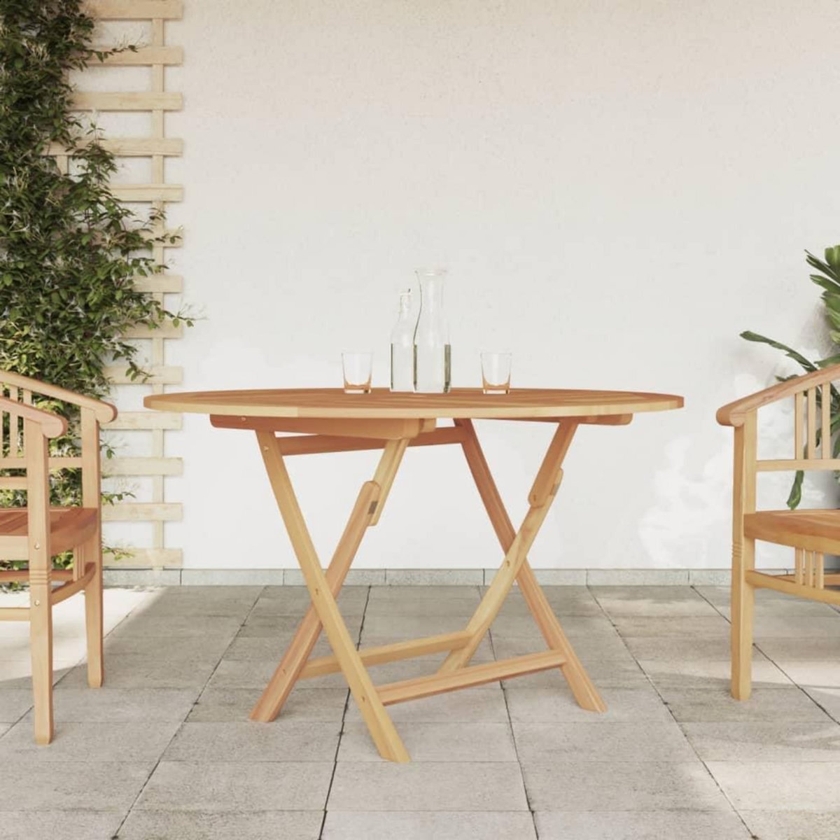 VIDAXL Table pliable de jardin Ø 110x75 cm bois massif de teck
