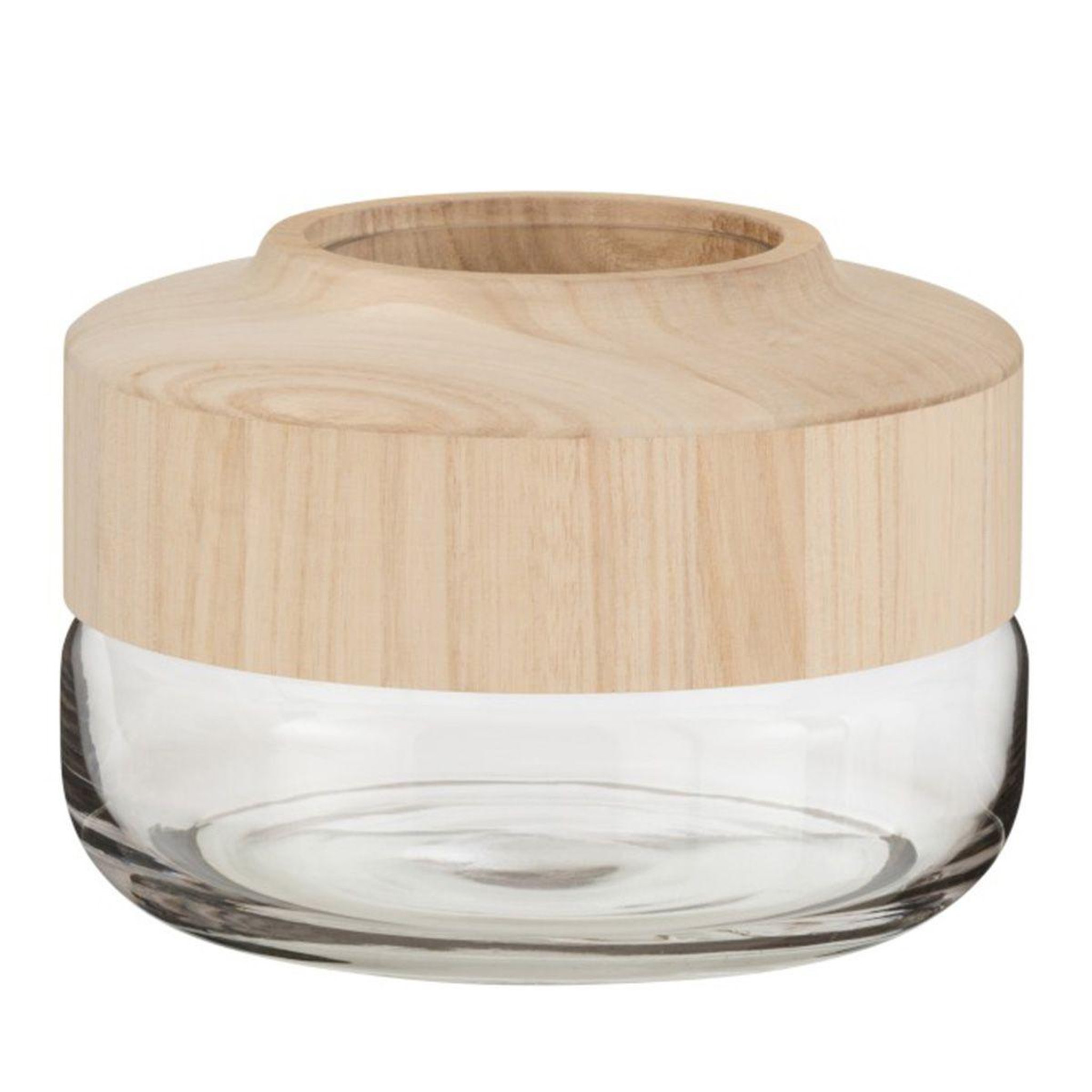 Voir la diapositive 1 : J-LINE Vase rond design  galupa  25cm marron clair & transparent