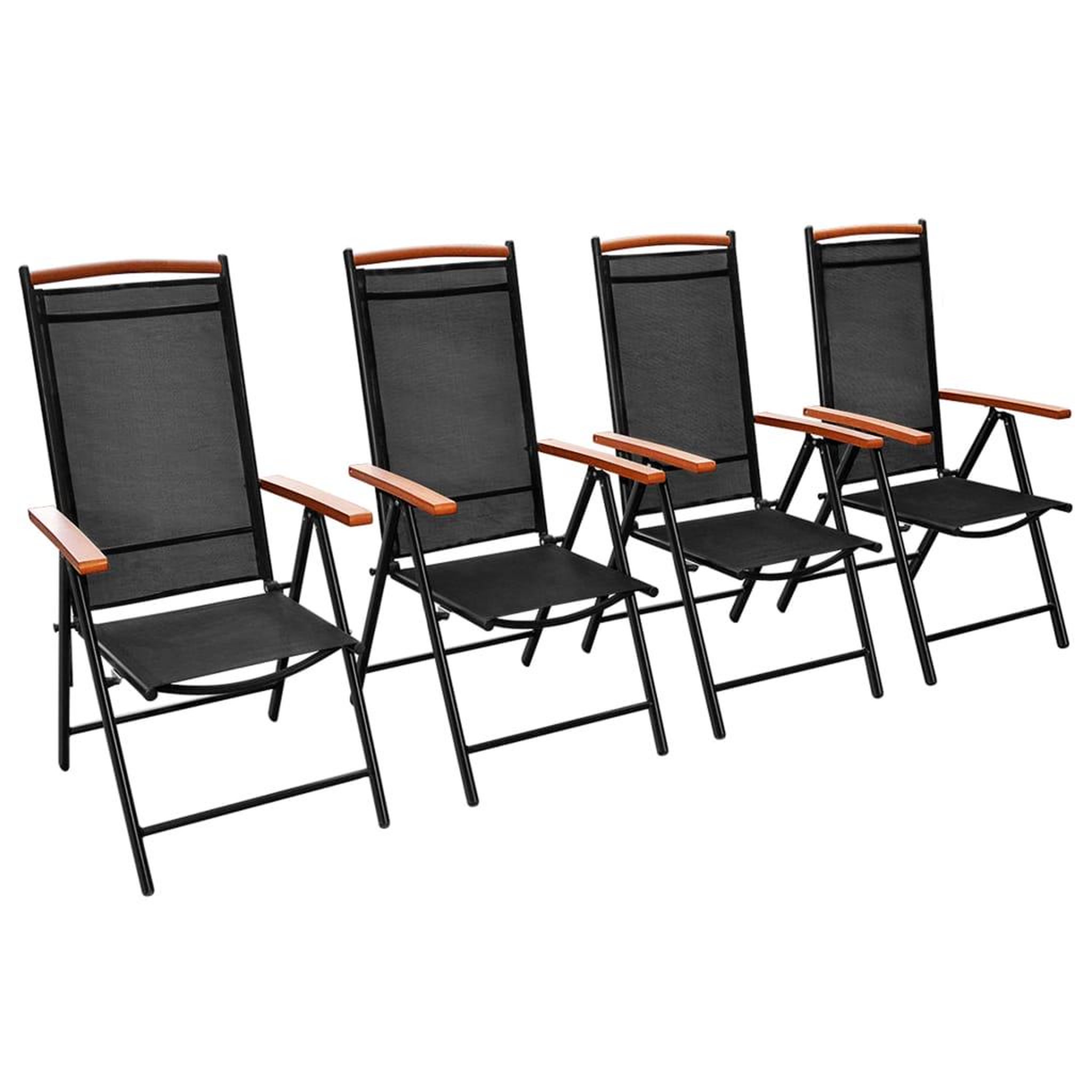 Voir la diapositive 2 : VIDAXL Chaises de jardin pliables lot de 4 aluminium et textilene noir