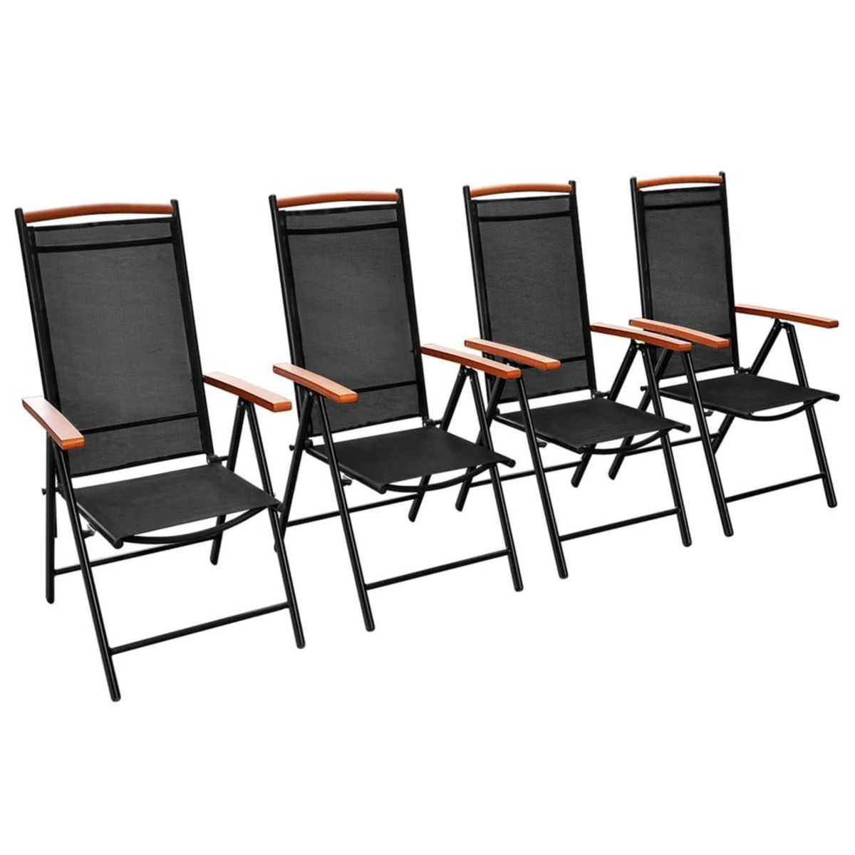 VIDAXL Chaises de jardin pliables lot de 4 aluminium et textilene noir
