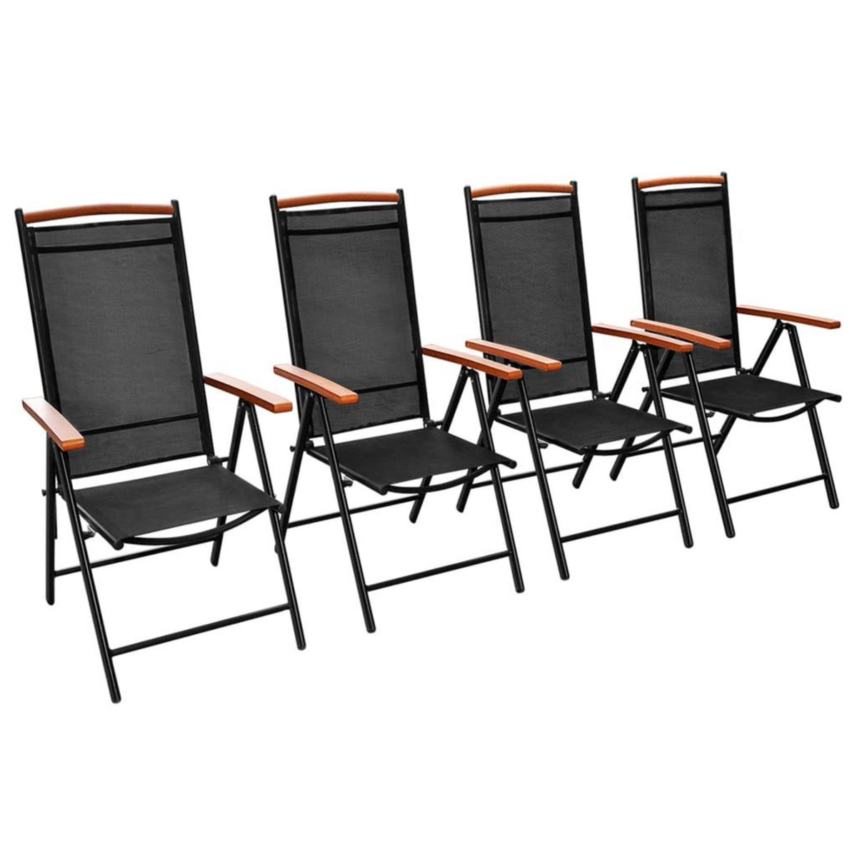VIDAXL Chaises de jardin pliables lot de 4 aluminium et textilene noir