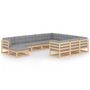 Voir la diapositive 1 : VIDAXL Salon de jardin 11 pcs avec coussins Bois de pin massif