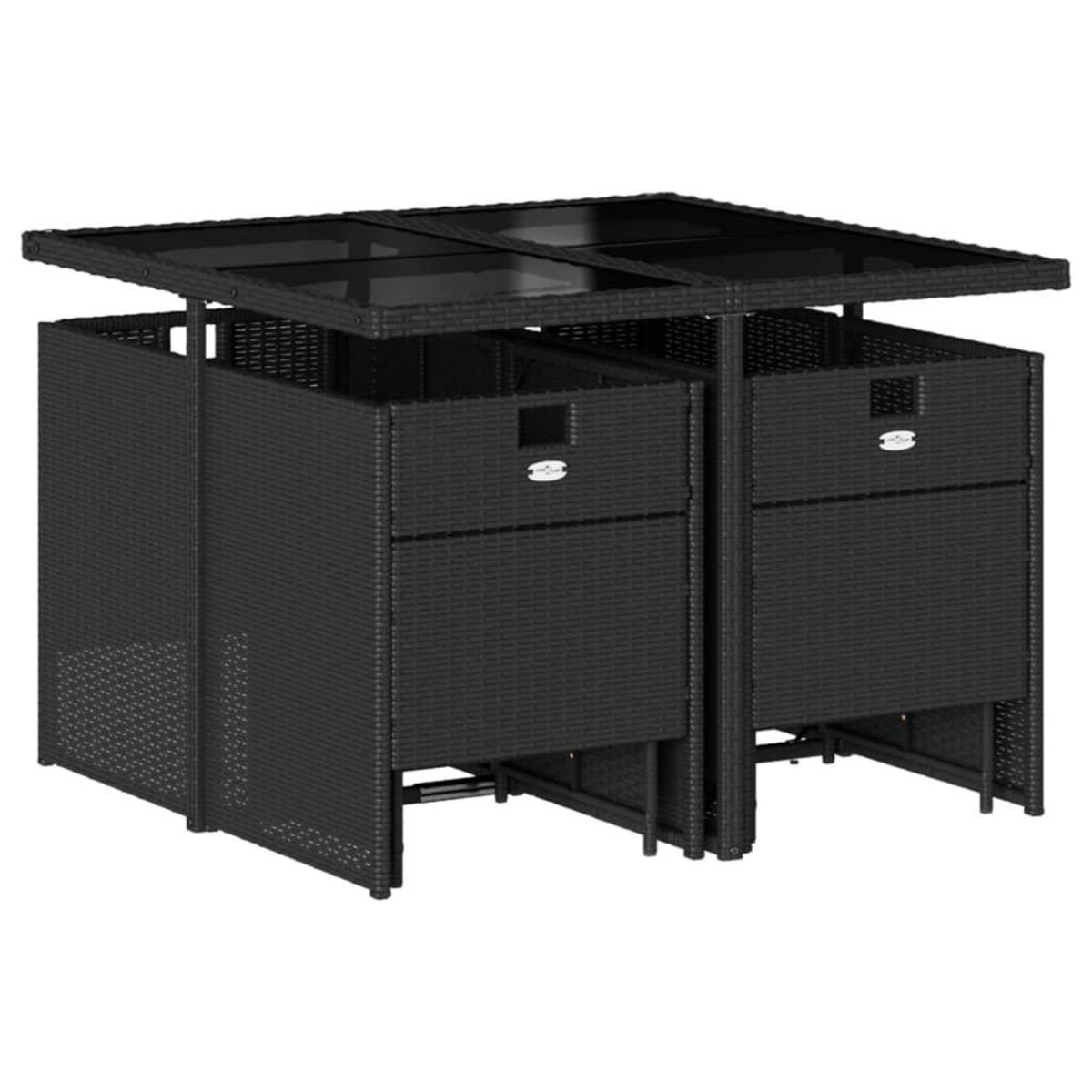 VIDAXL Ensemble a manger de jardin 9pcs coussins noir resine tressee