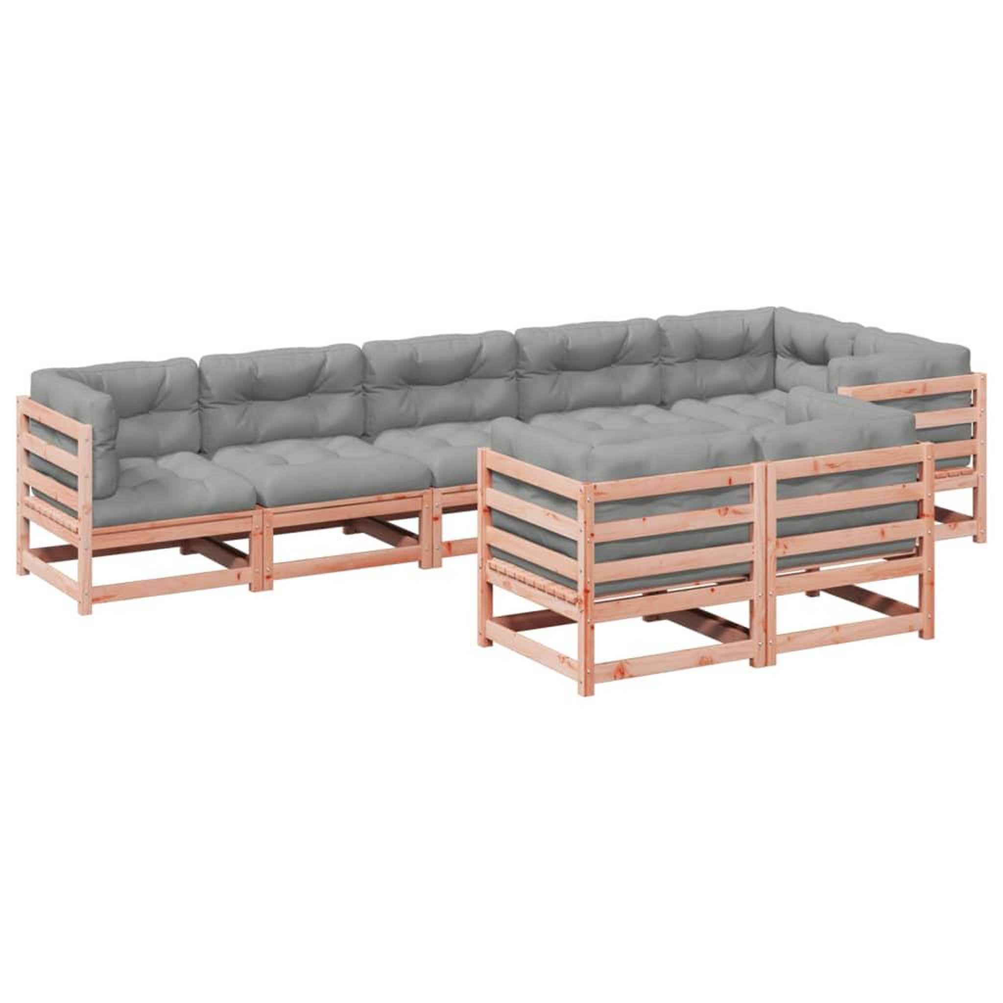 Voir la diapositive 2 : VIDAXL Salon de jardin 8 pcs avec coussins sapin douglas solide