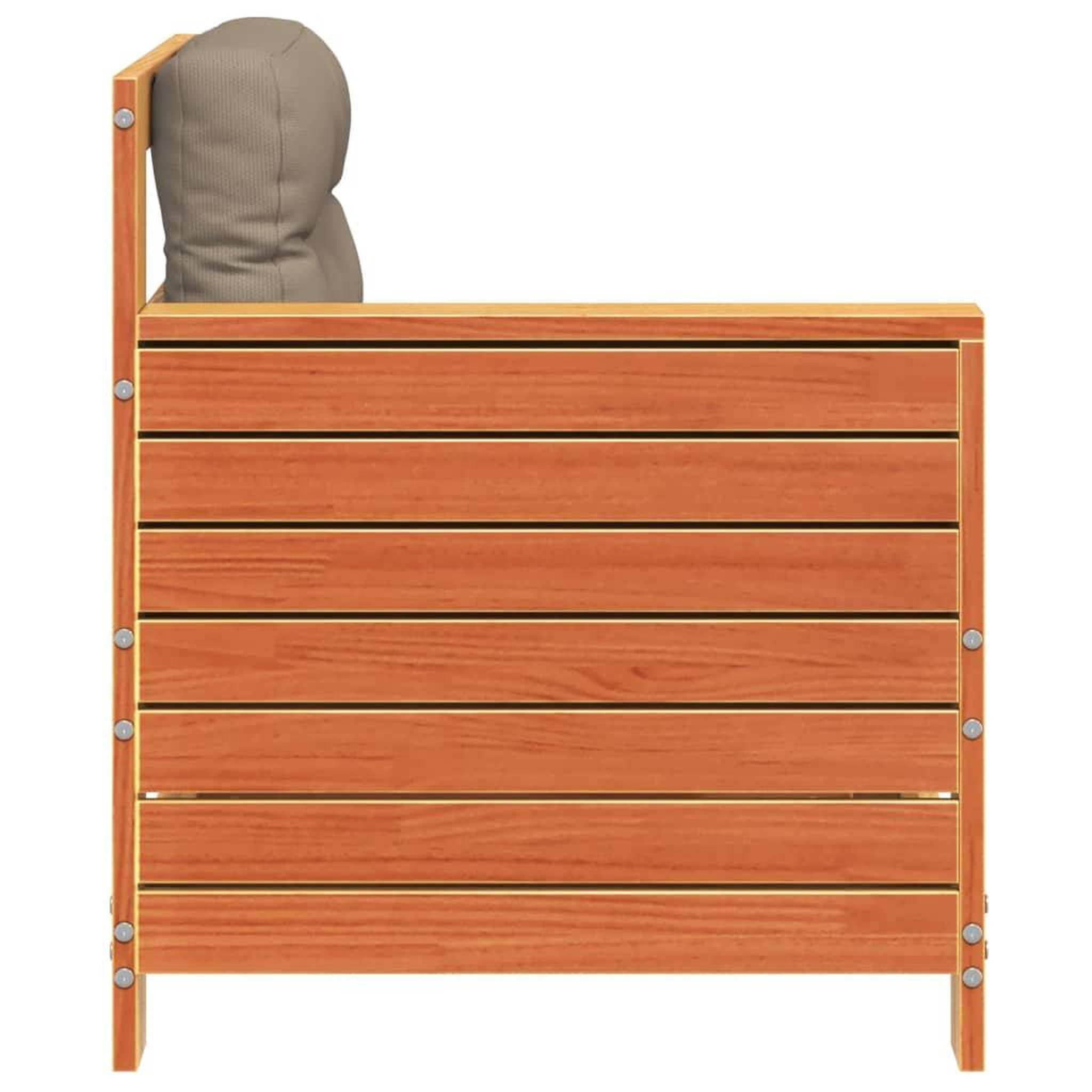 Voir la diapositive 5 : VIDAXL Canape de jardin accoudoir coussins cire marron bois pin massif