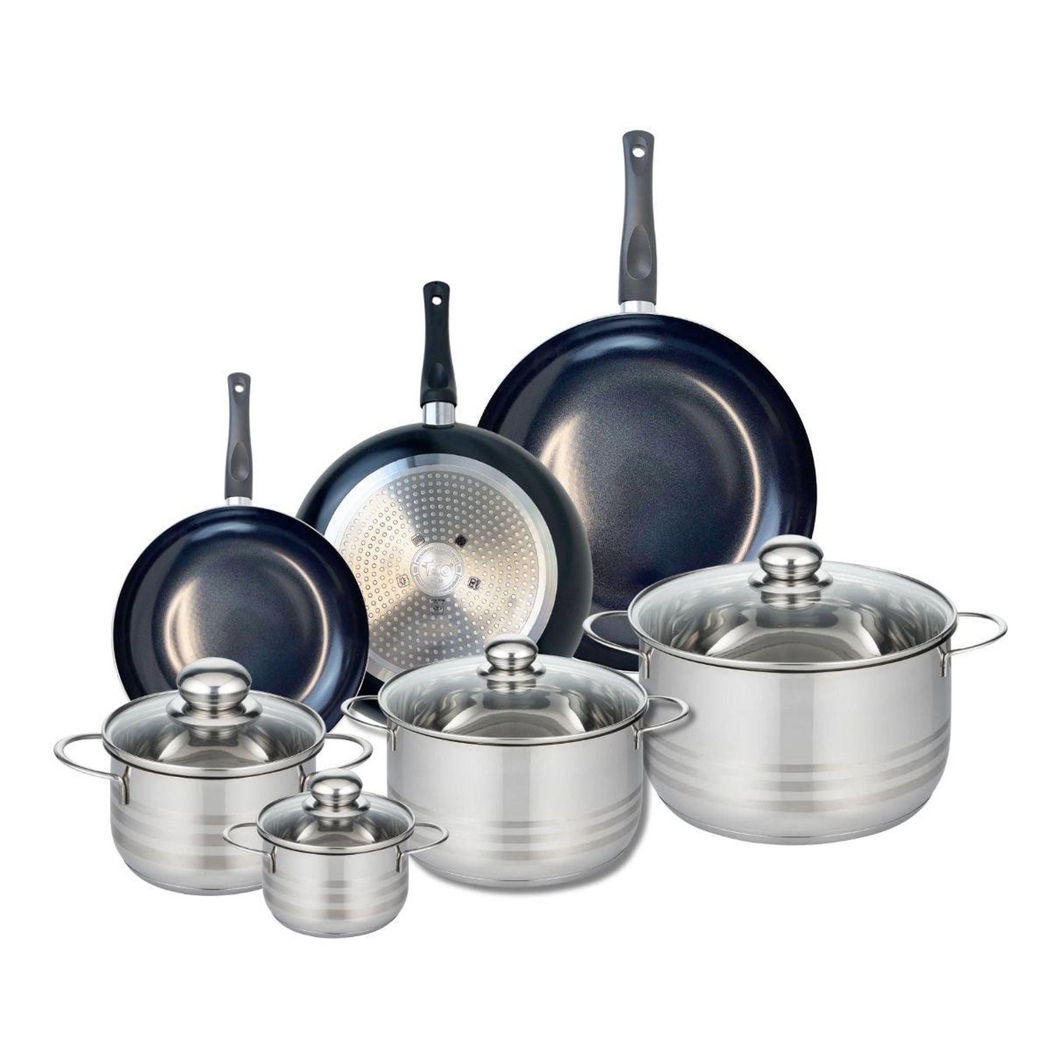ELO Ensemble de 3 poêles de cuisson 20, 24 et 28 cm et 4 faitouts 12, 16, 20 et 24 cm elo prima brillant