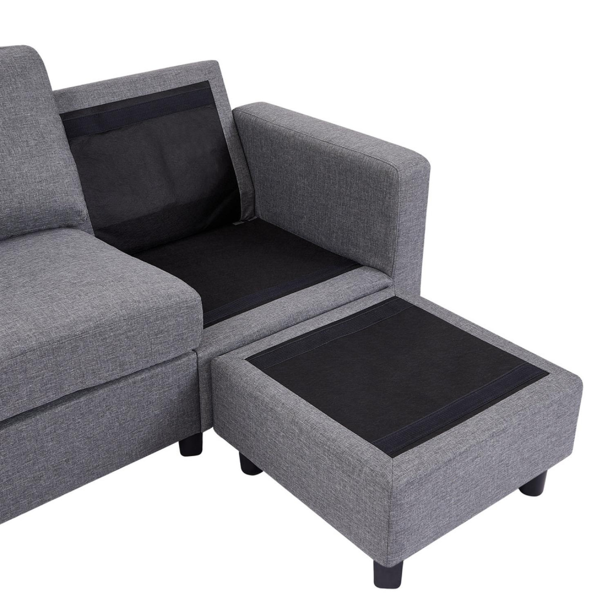 Voir la diapositive 5 : CONCEPT USINE Canapé 3 places + 1 pouf modulable tissu gris cork