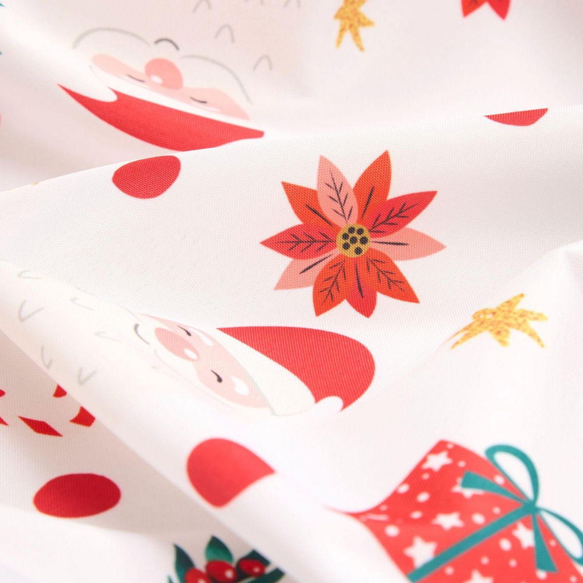 FEERIC LIGHT & CHRISTMAS Nappe de Noël ronde antitache motif Père Noël - D. 180 cm