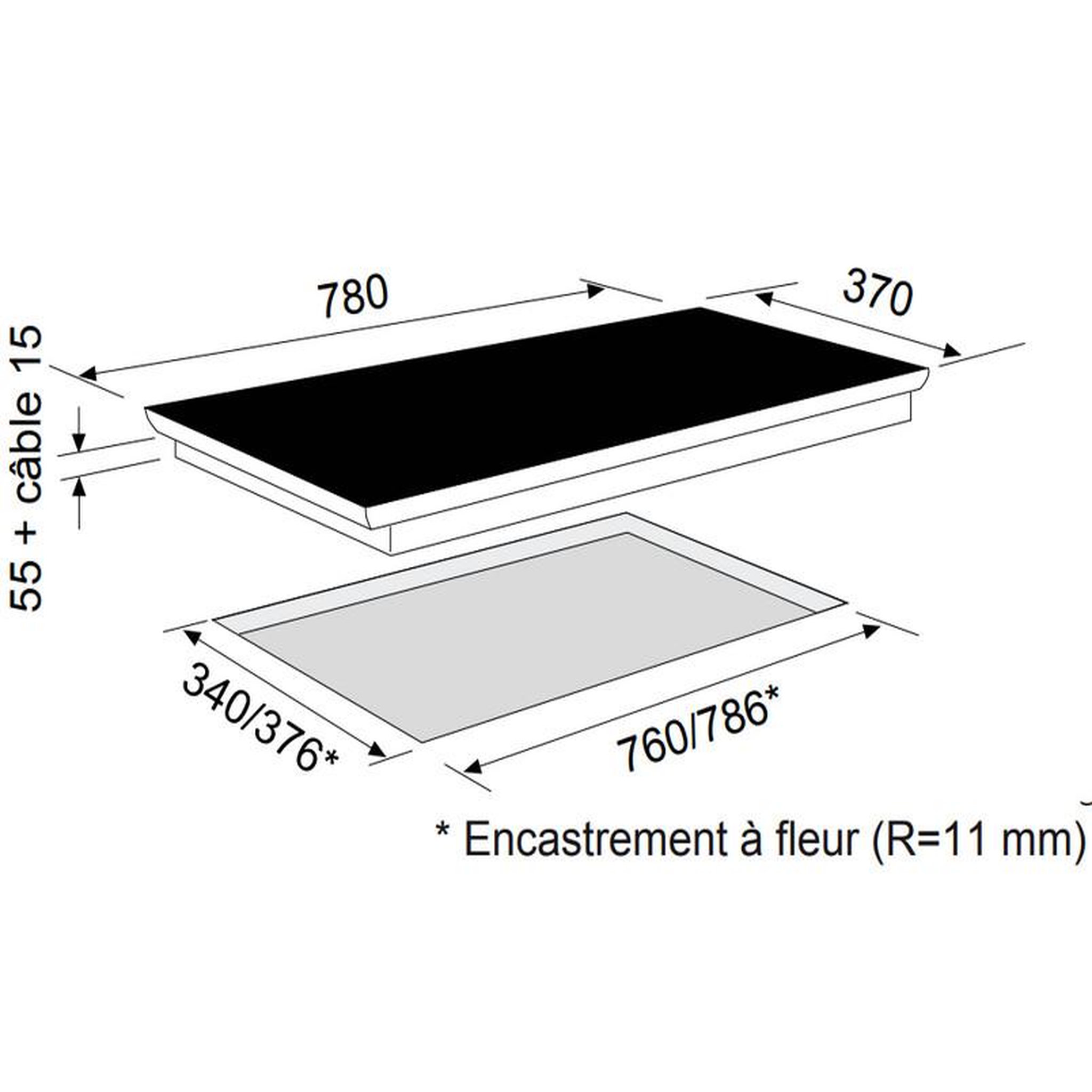 Voir la diapositive 2 : Airlux Table de cuisson à induction 78cm 3 feux 6700w noir - ati83bk